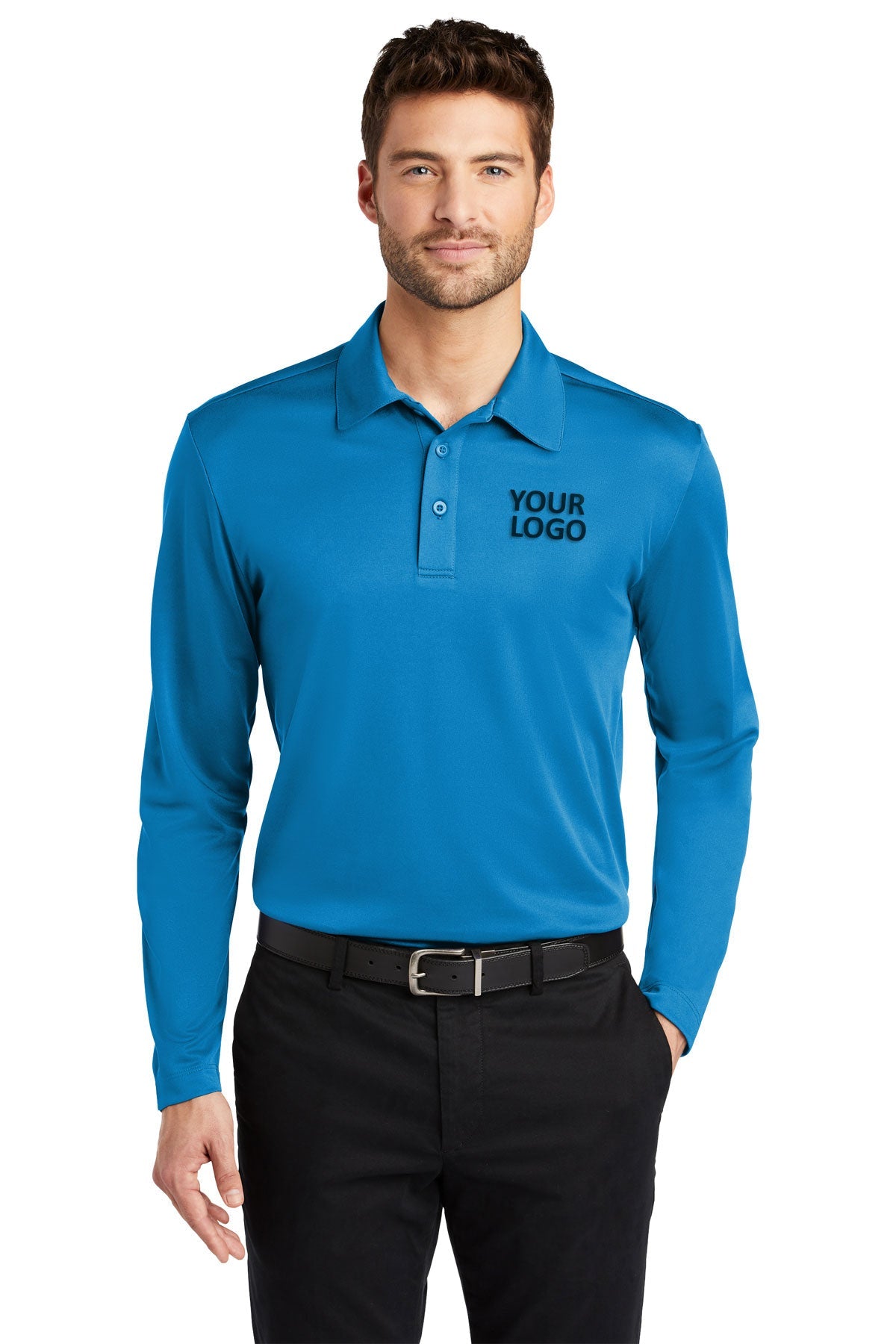 port authority brilliant blue k540ls custom dry fit polo shirts