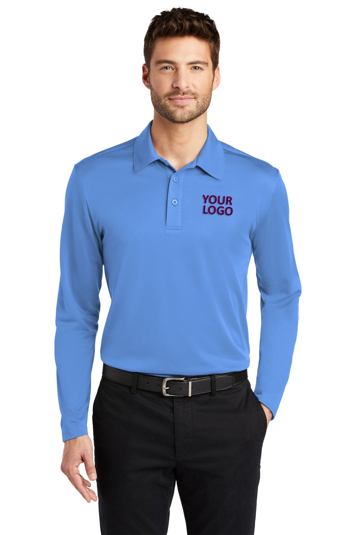port authority carolina blue k540ls custom dry fit polo shirts