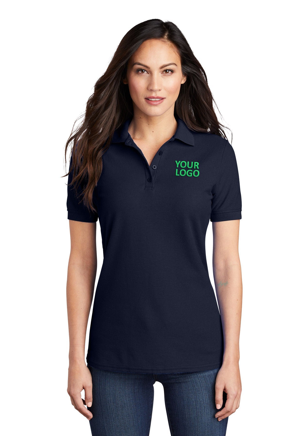 port & company deep navy lkp155 custom polo shirts with logo