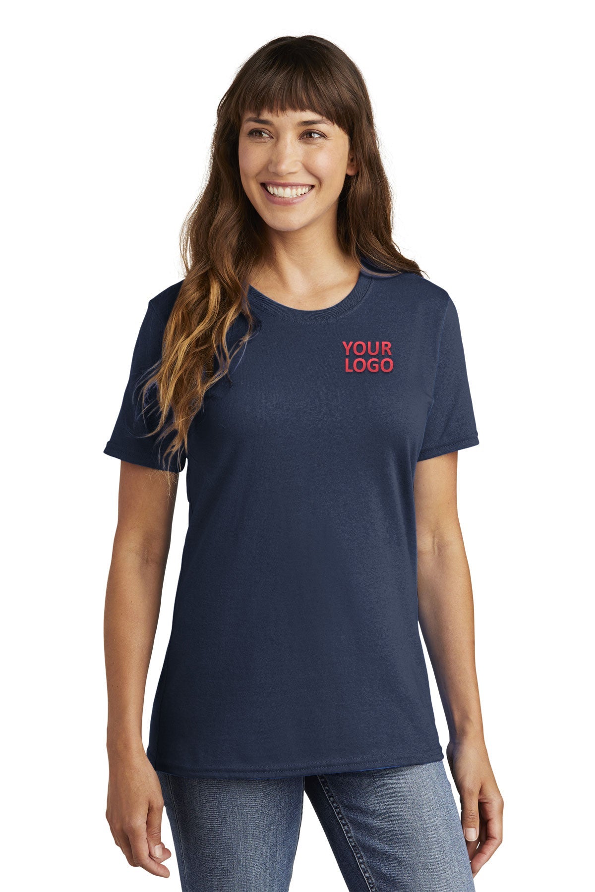 Port & Company Ladies Custom Core Cotton Tee's, Navy
