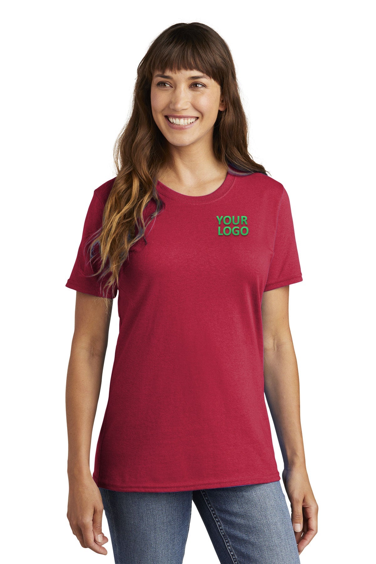Port & Company Ladies Customized Core Cotton Tee's, Red