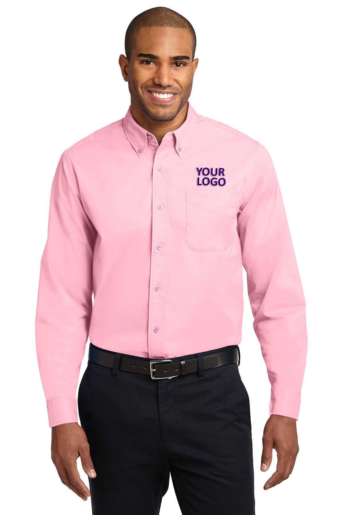 Port Authority Light Pink S608ES business shirts with company logo