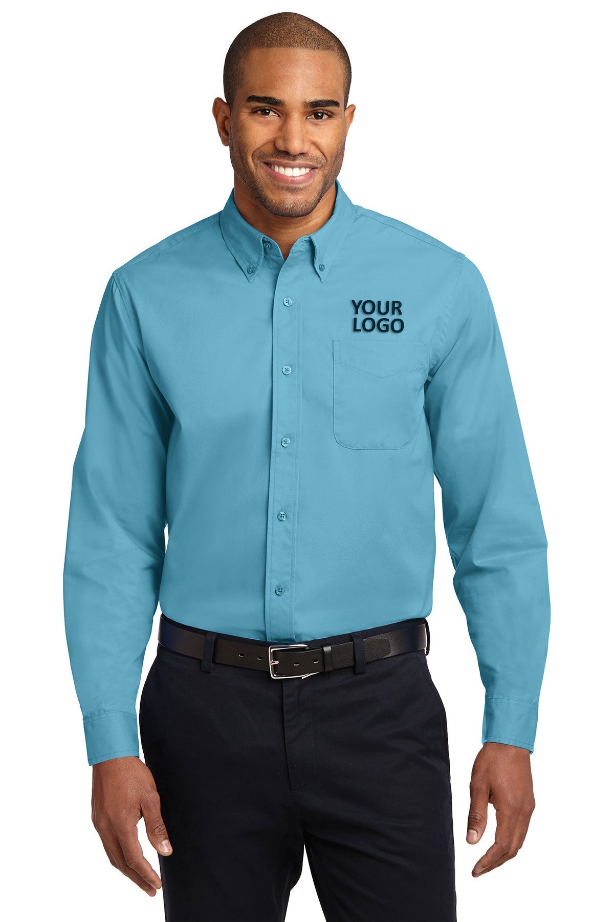 Port Authority Maui Blue S608ES business shirts with company logo
