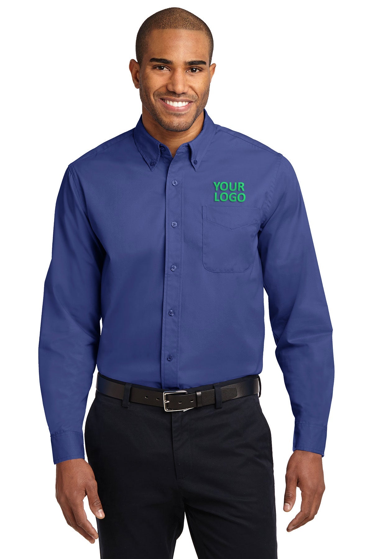 Port Authority Mediterranean Blue S608ES business shirts with company logo
