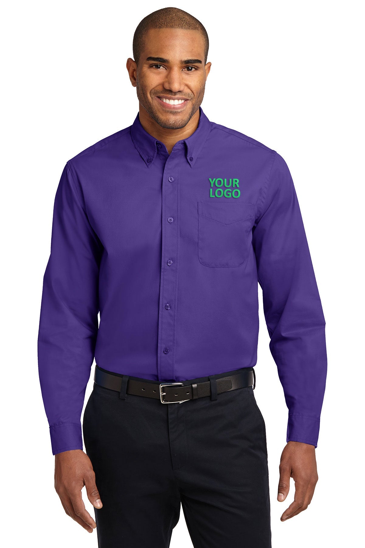 Port Authority Purple/Light Stone S608ES business shirts with company logo