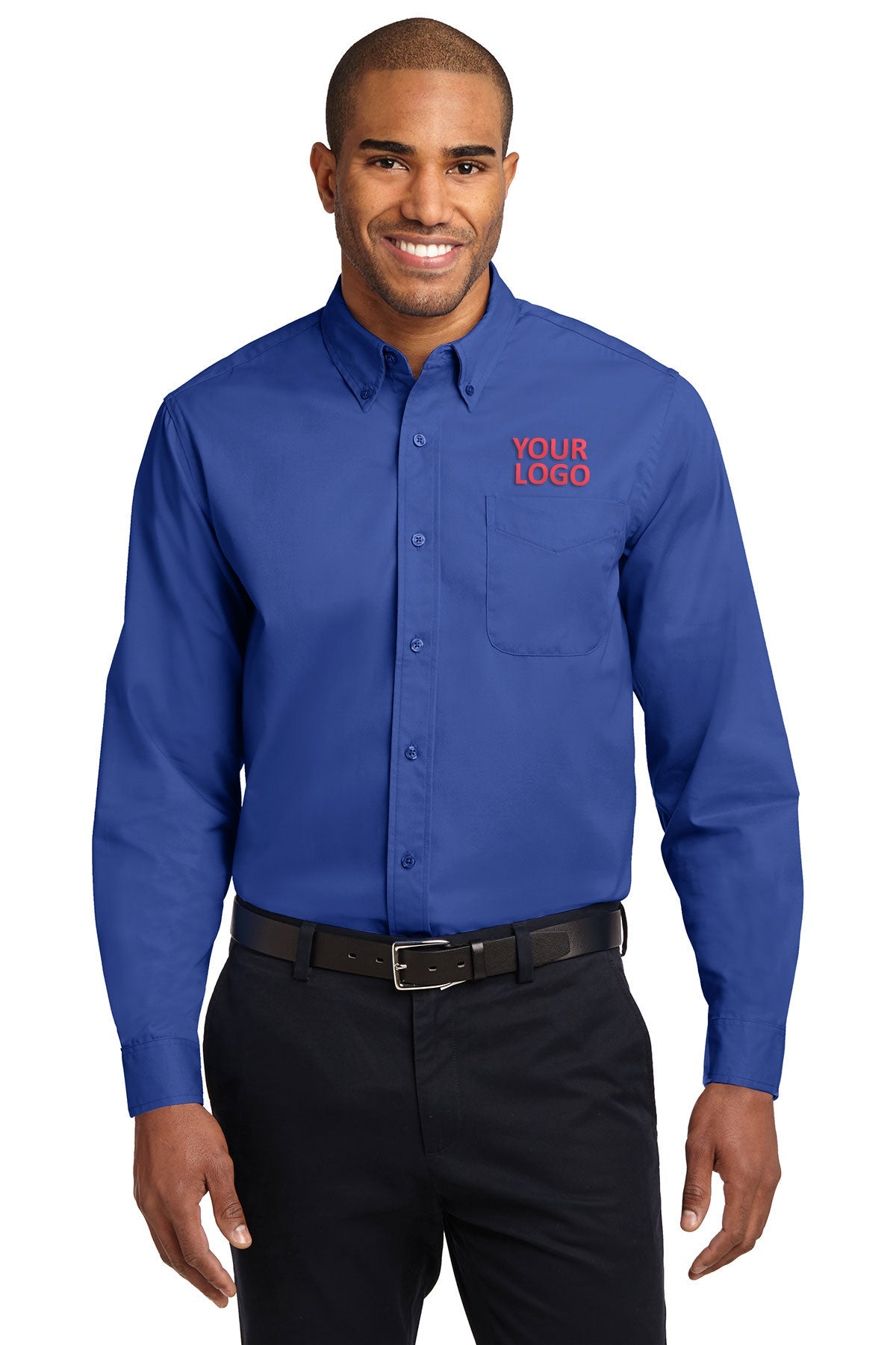 Port Authority Royal/ Classic Navy S608ES business shirts with company logo