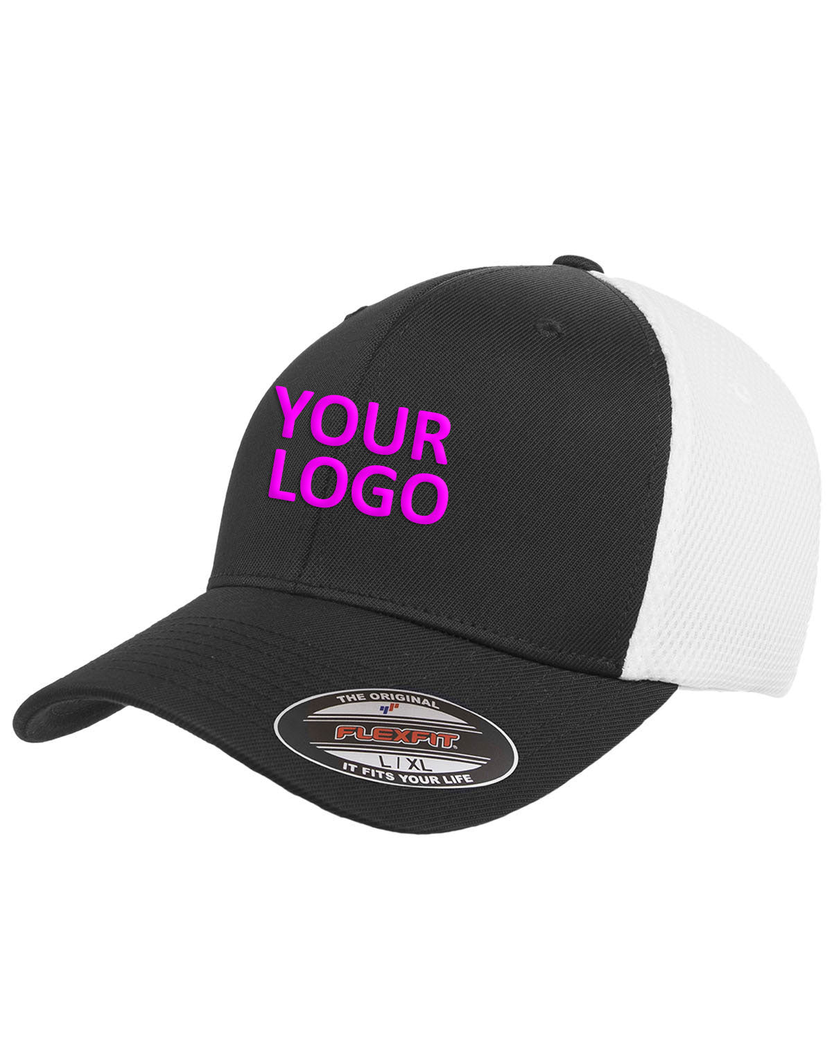 flexfit_6533_black/ white_company_logo_headwear