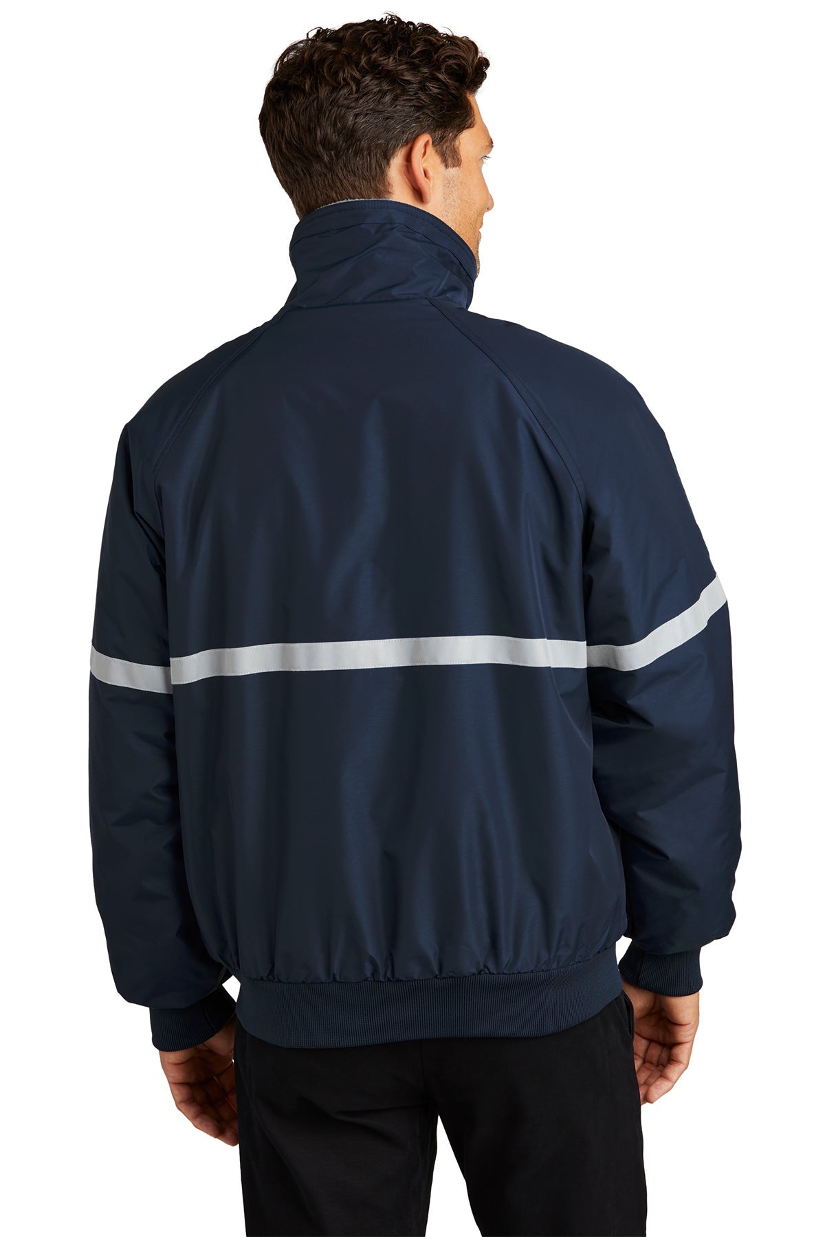 Branded Port Authority Jacket with Reflective Taping Navy