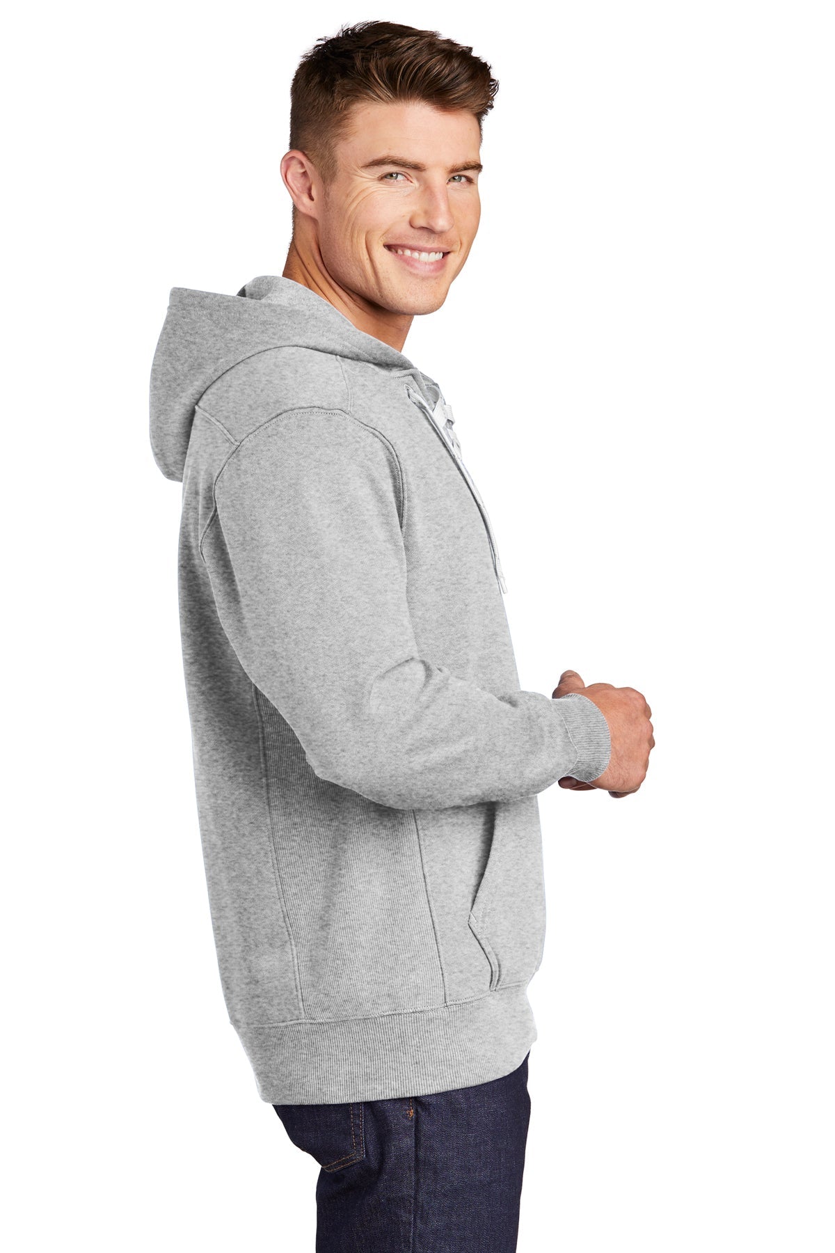 Sport-Tek Lace Up Pullover Custom Hooded Sweatshirts, Athletic Heather