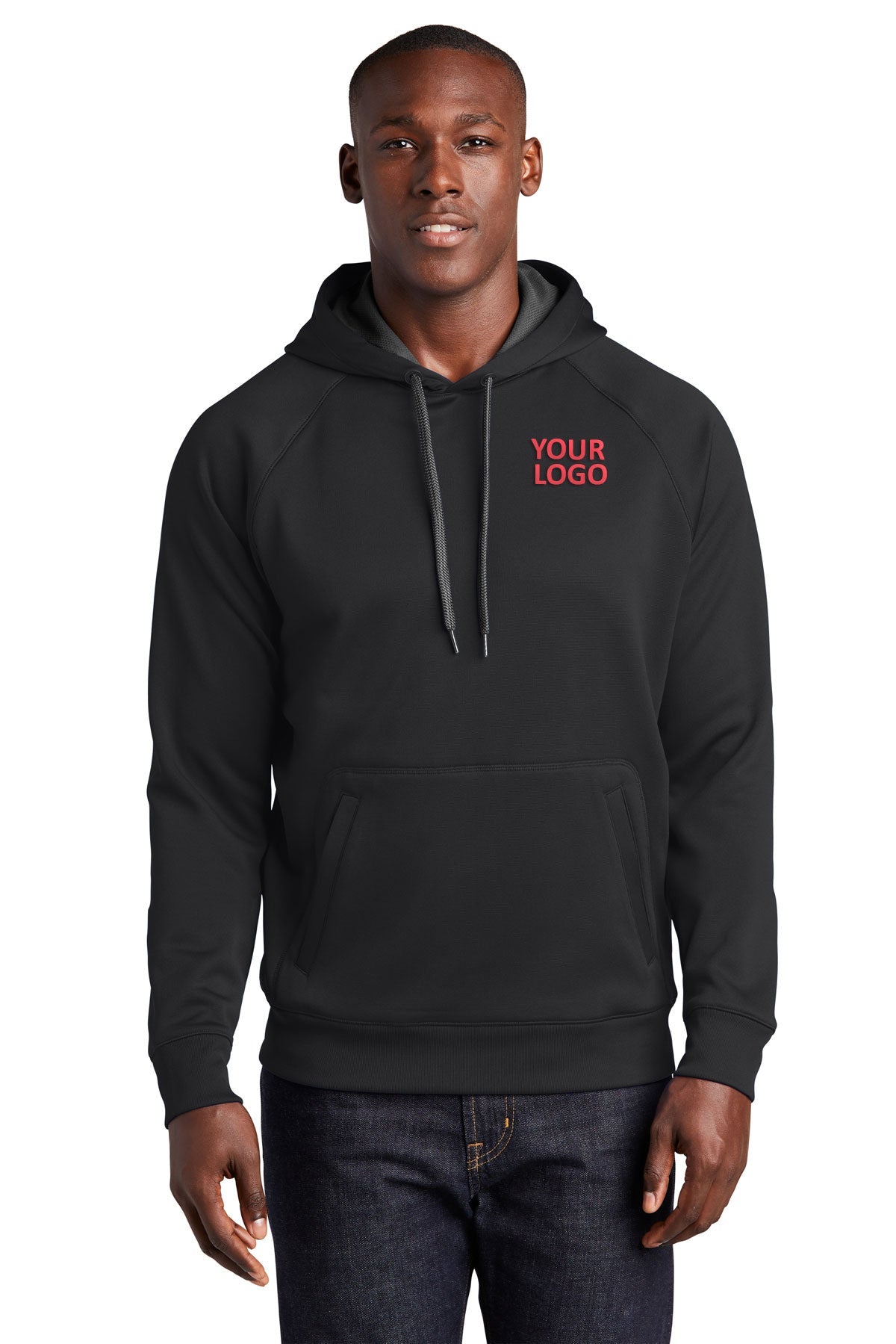 Sport-Tek Tech Fleece Hooded Custom Sweatshirts, Black