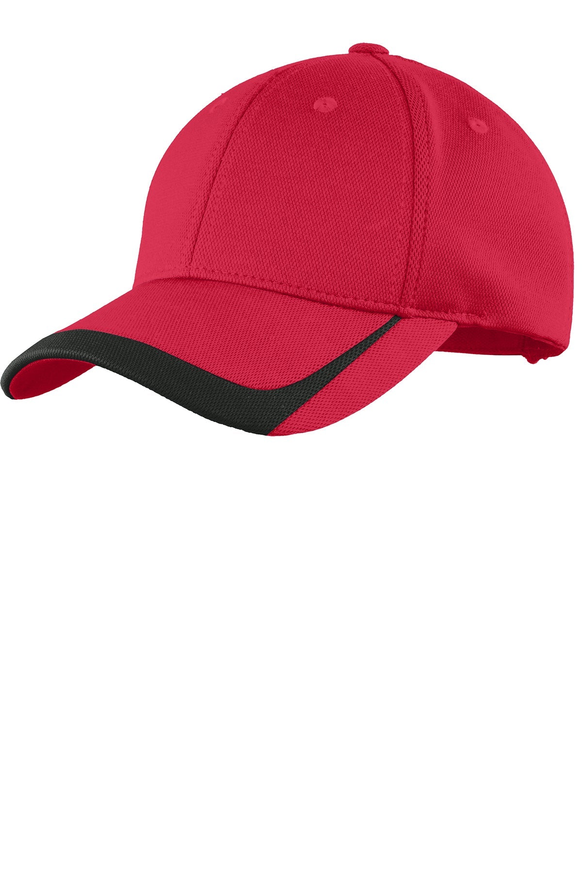 Sport-Tek Pique Custom Colorblock Caps, True Red/ Black
