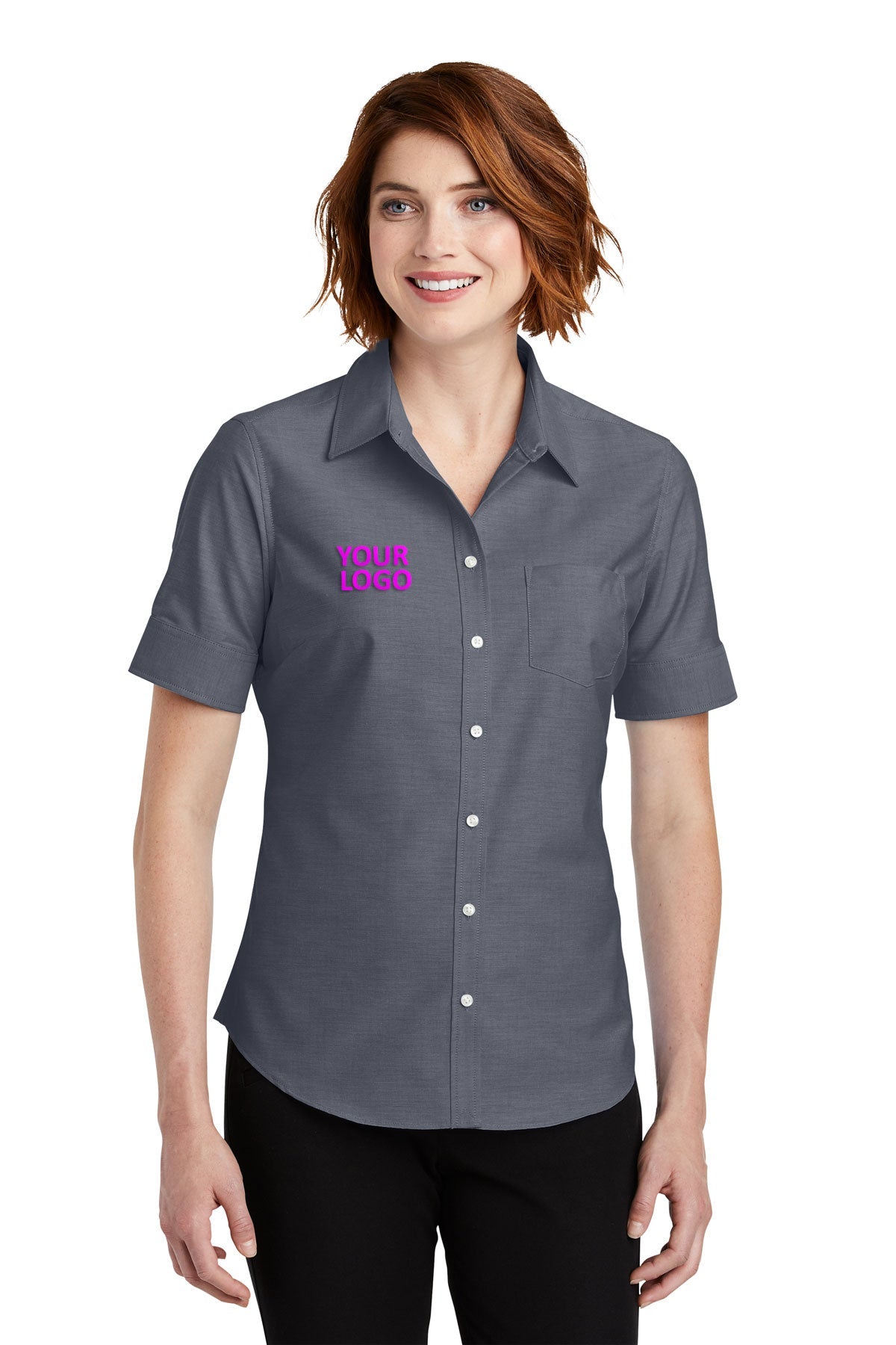 Port Authority Ladies Short Sleeve SuperPro Oxford Shirt L659 Black