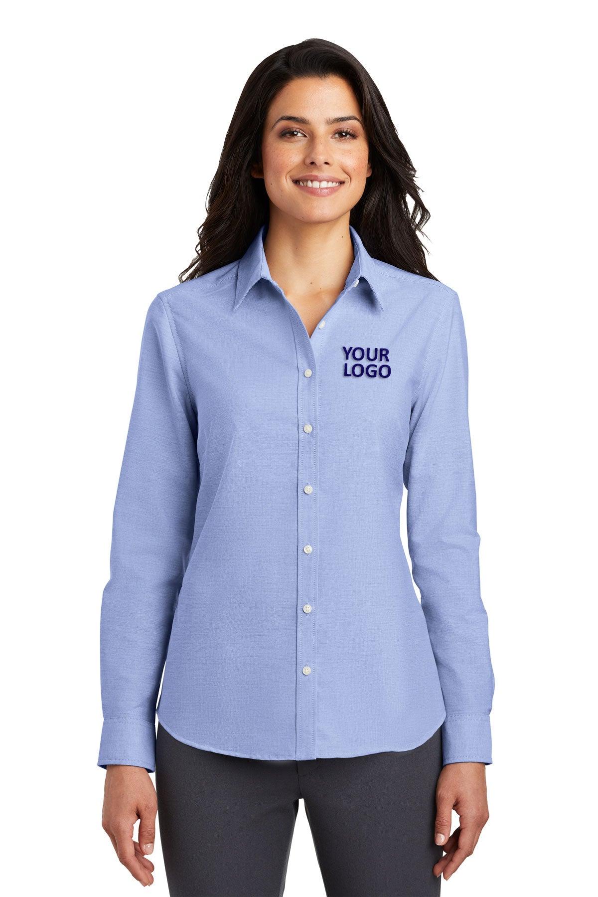Port Authority Ladies SuperPro Oxford Shirt L658 Oxford Blue