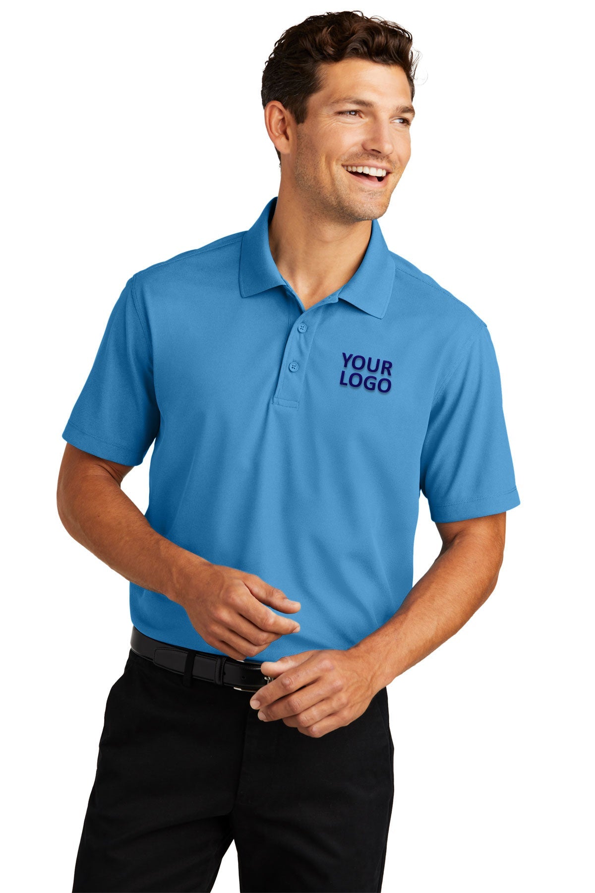 port authority celadon blue k572 custom made polo shirts with logo