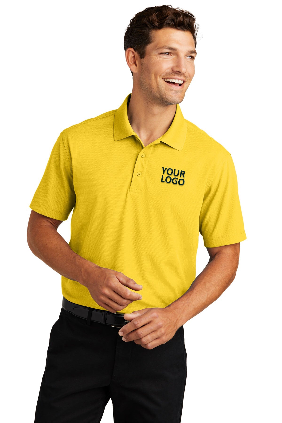 port authority yellow k572 custom made polo shirts with logo
