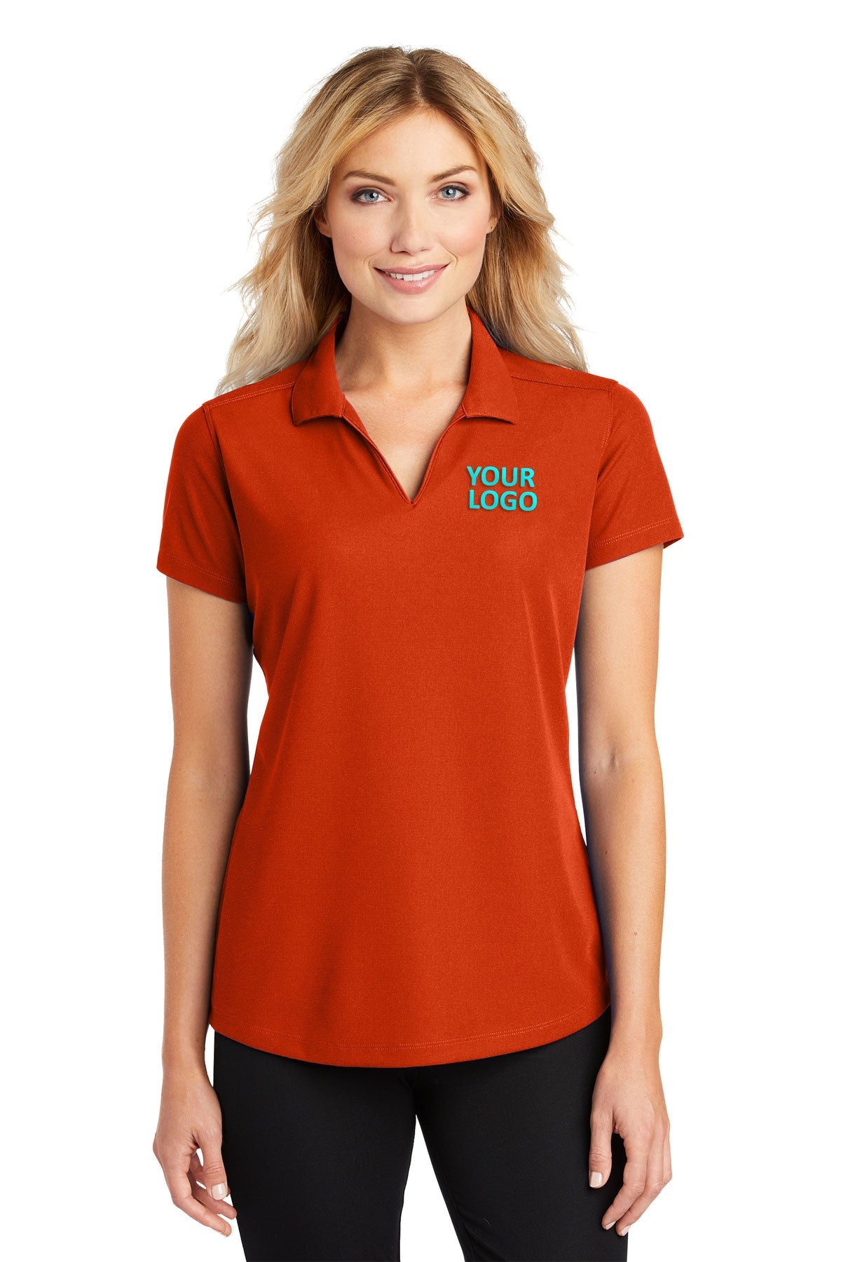 port authority autumn orange l572 custom logo polo shirts embroidered