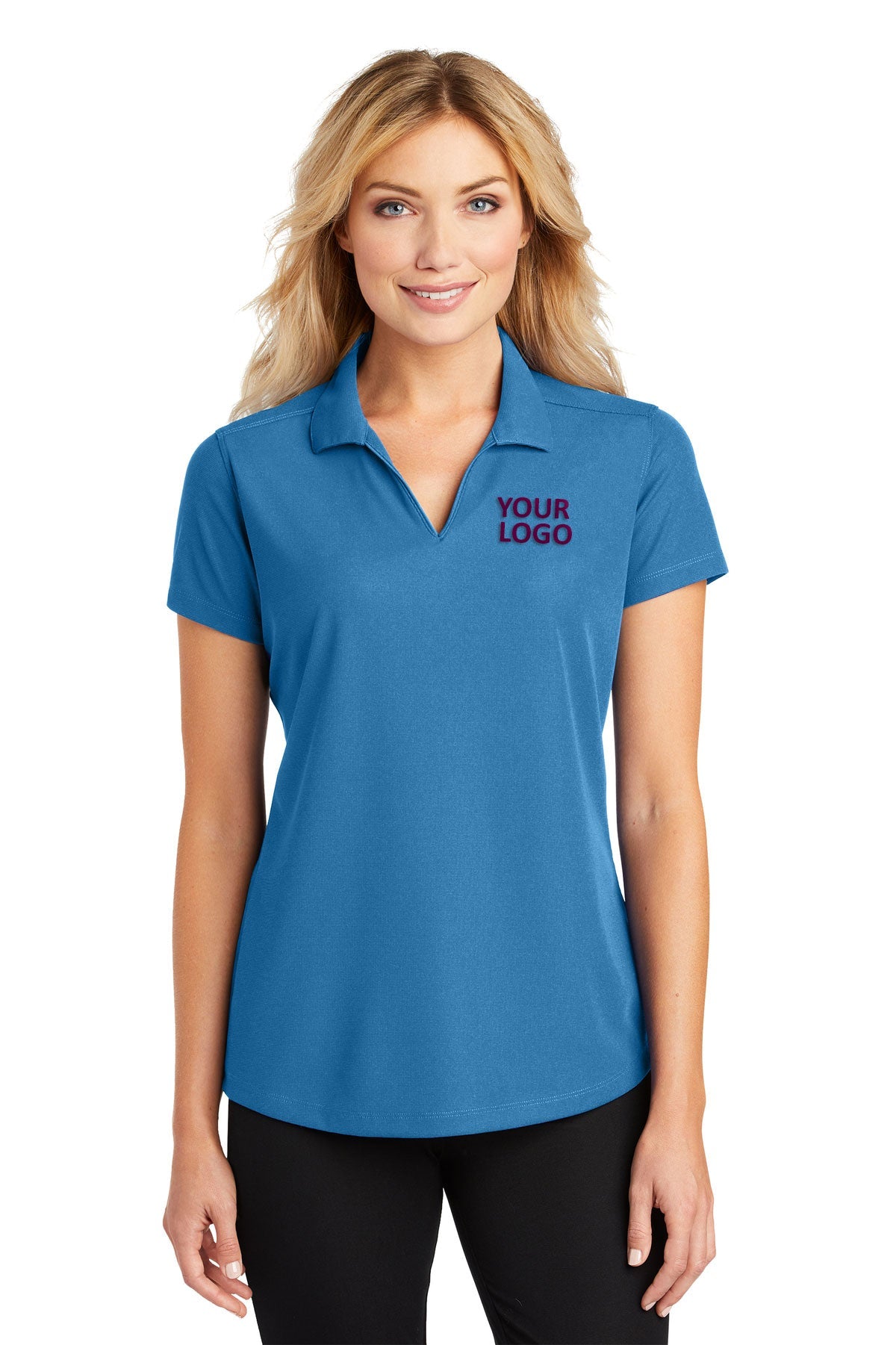 Port Authority Ladies Dry Zone Custom Grid Polos, Celadon Blue