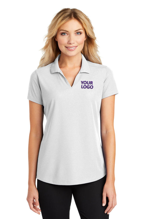 Port Authority Dry Zone Customized Grid Polos, White