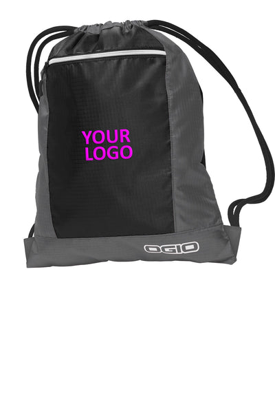 Custom OGIO Pulse Cinch Pack 412045 Grey Black