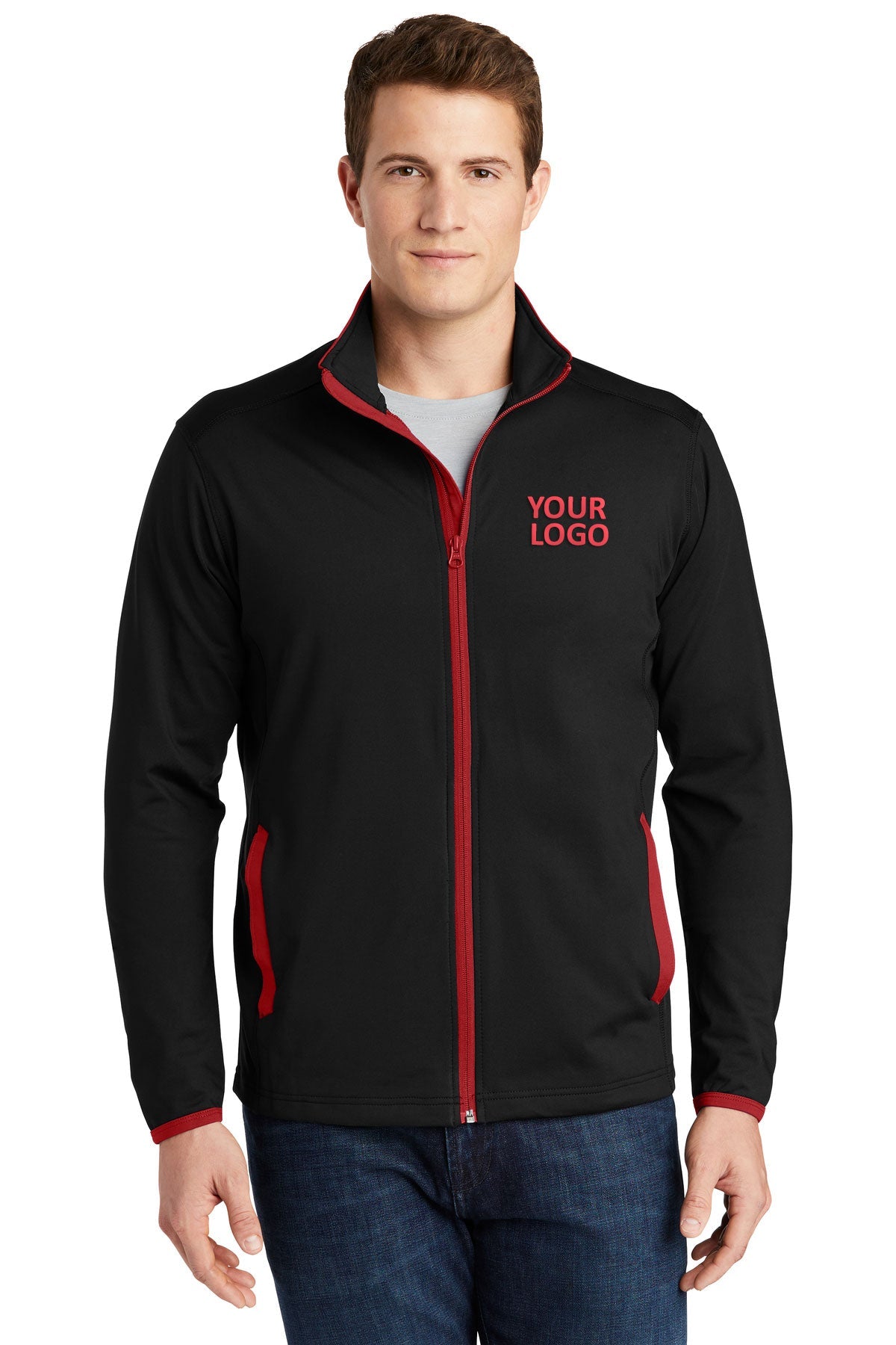 Sport-Tek Black/ True Red ST853 sweatshirts with company logo
