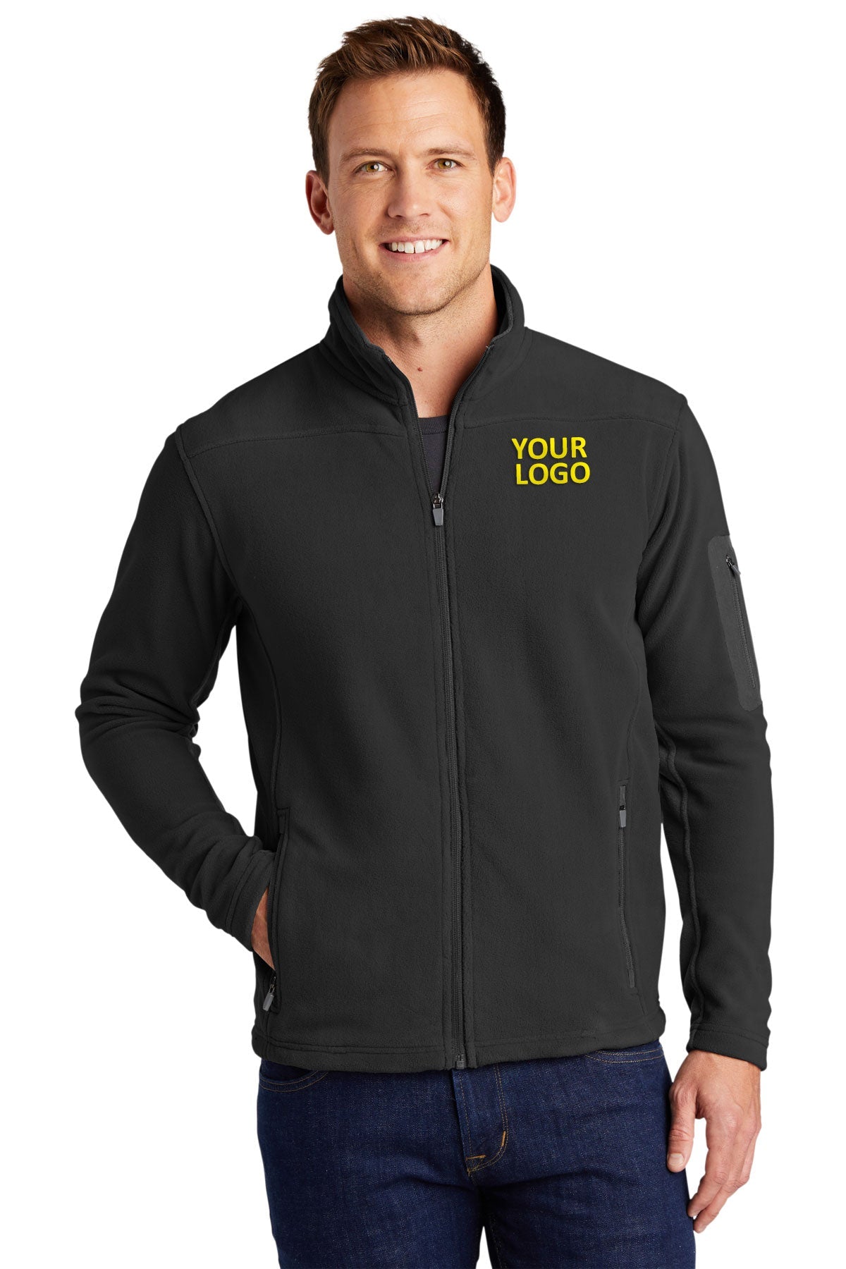 Port Authority Summit Fleece Custom Full-Zip Jackets, Black/ Black