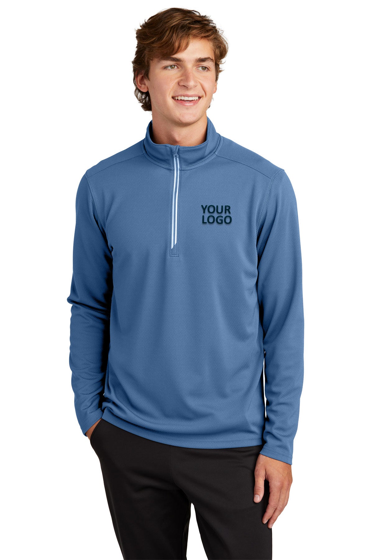 Sport-Tek Dawn Blue ST860 sweatshirts with company logo