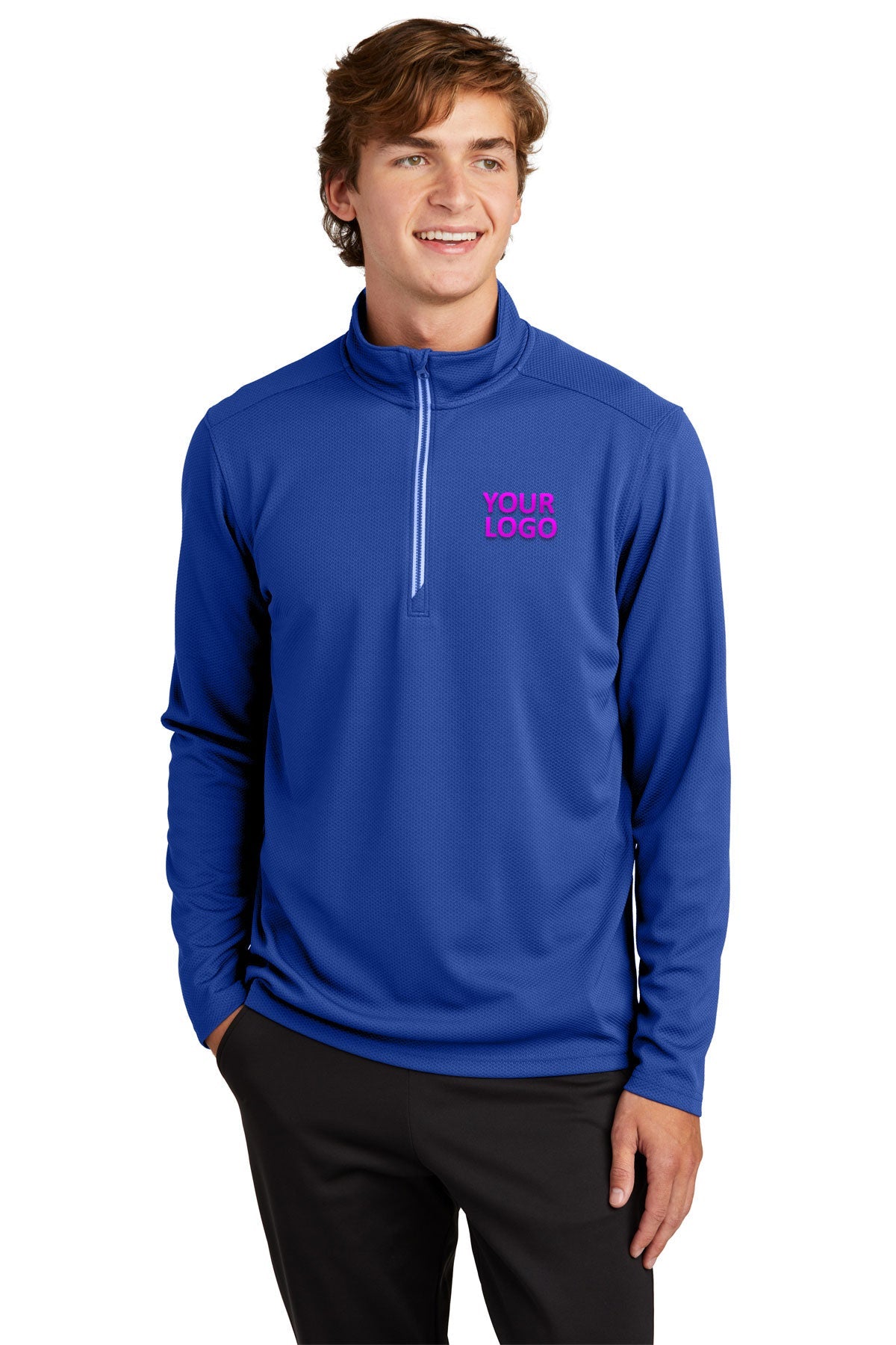 Sport-Tek True Royal ST860 sweatshirts with logo printed