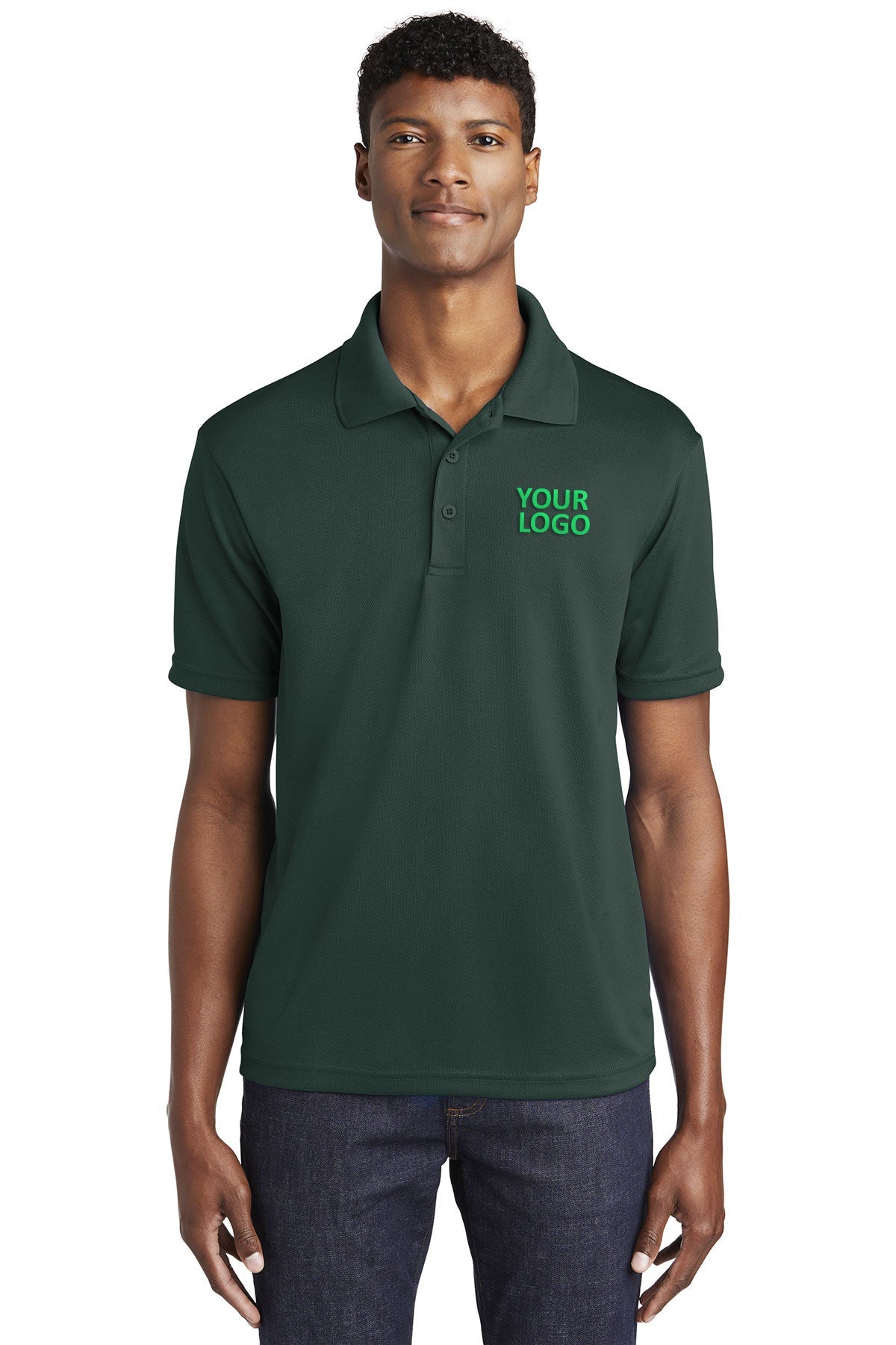 Sport-Tek Dark Forest Green ST640 custom made work polo shirts