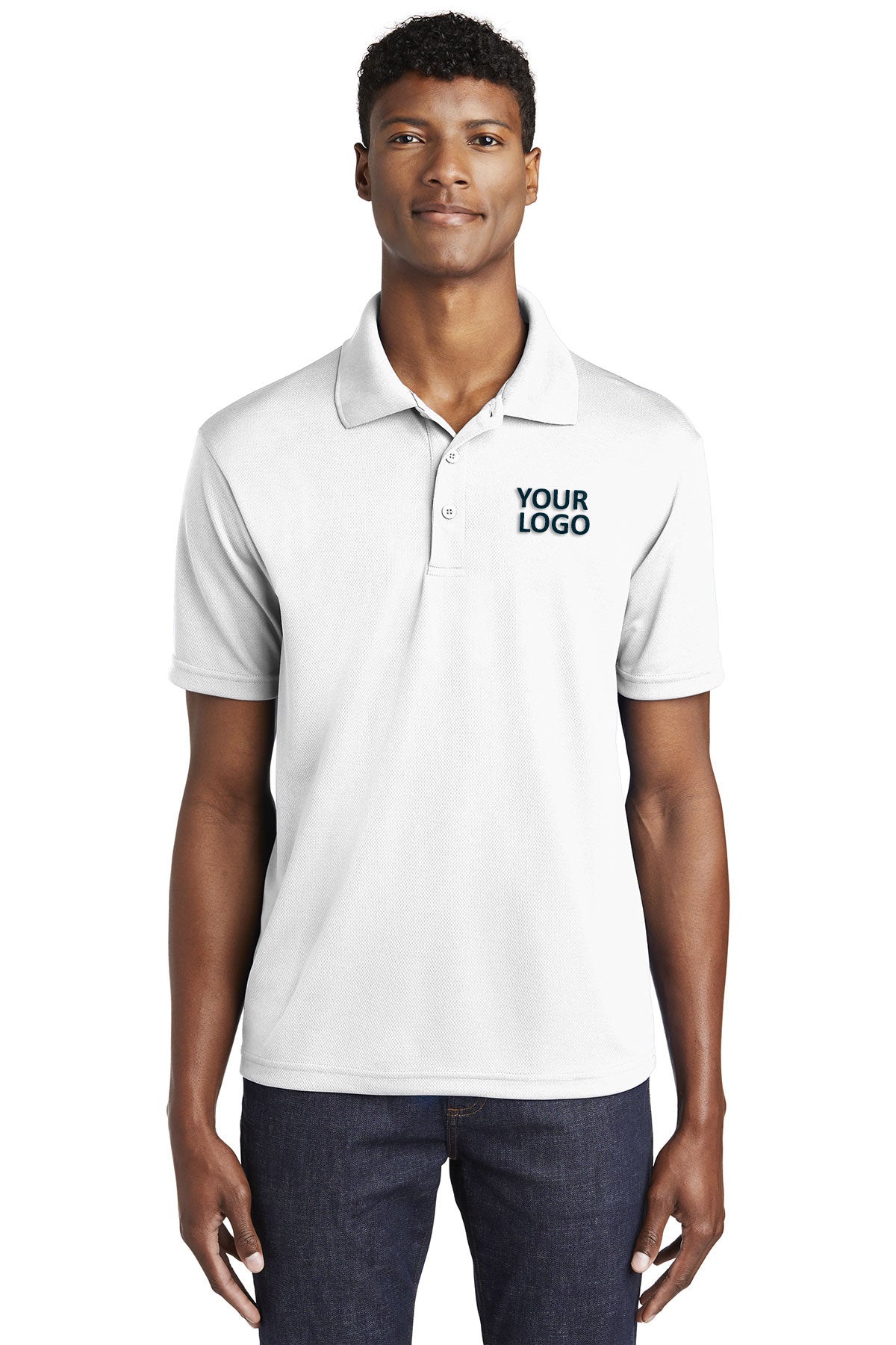 Sport-Tek PosiCharge Custom RacerMesh Polos, White