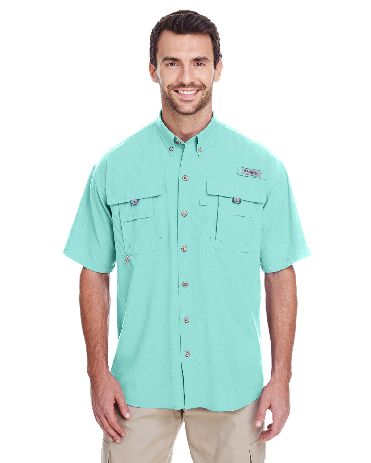 Custom Columbia Mens Bahama Short-Sleeve Shirt 7047 Gulf Stream