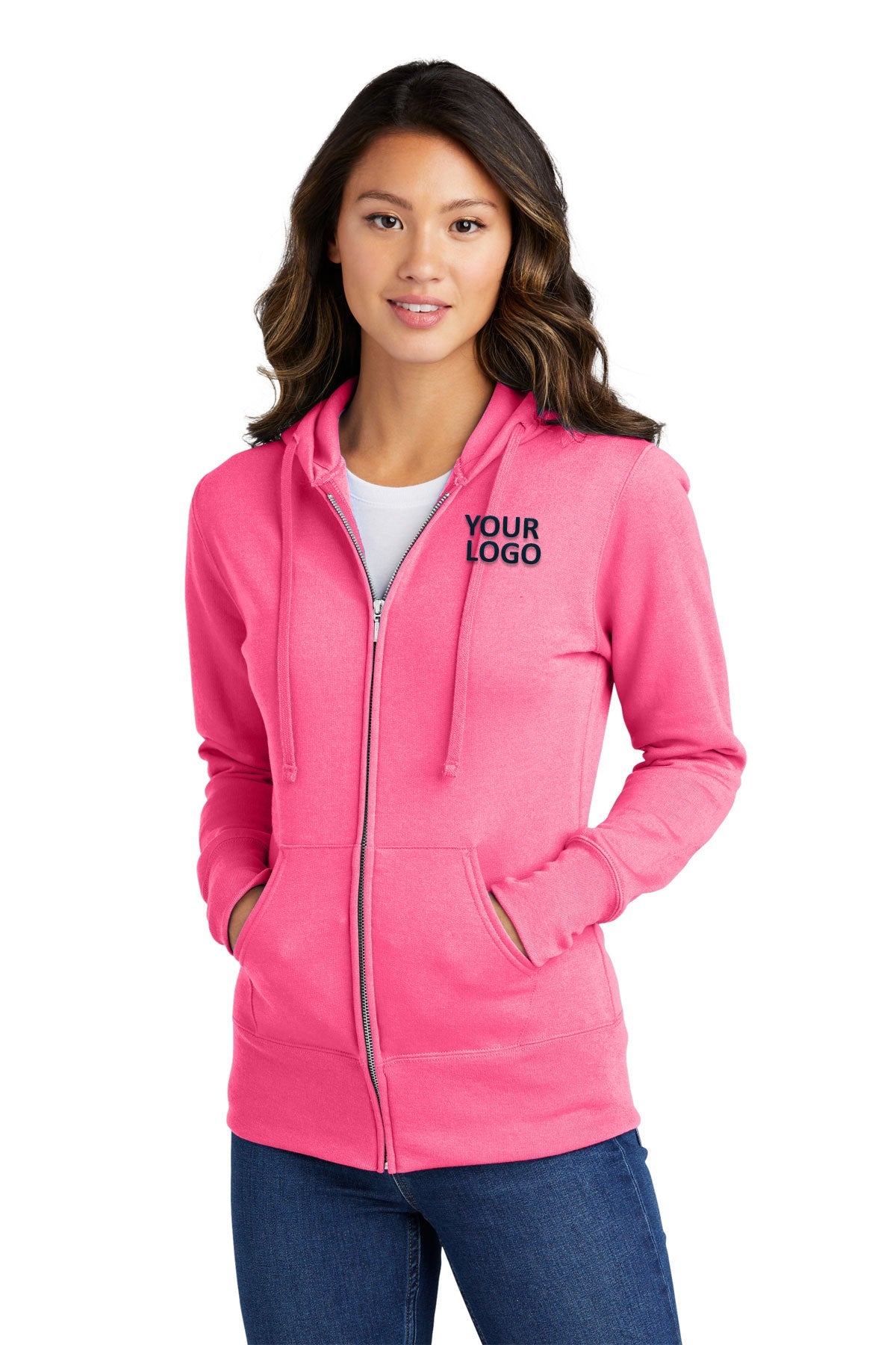 port & company neon pink lpc78zh custom embroidered sweatshirts