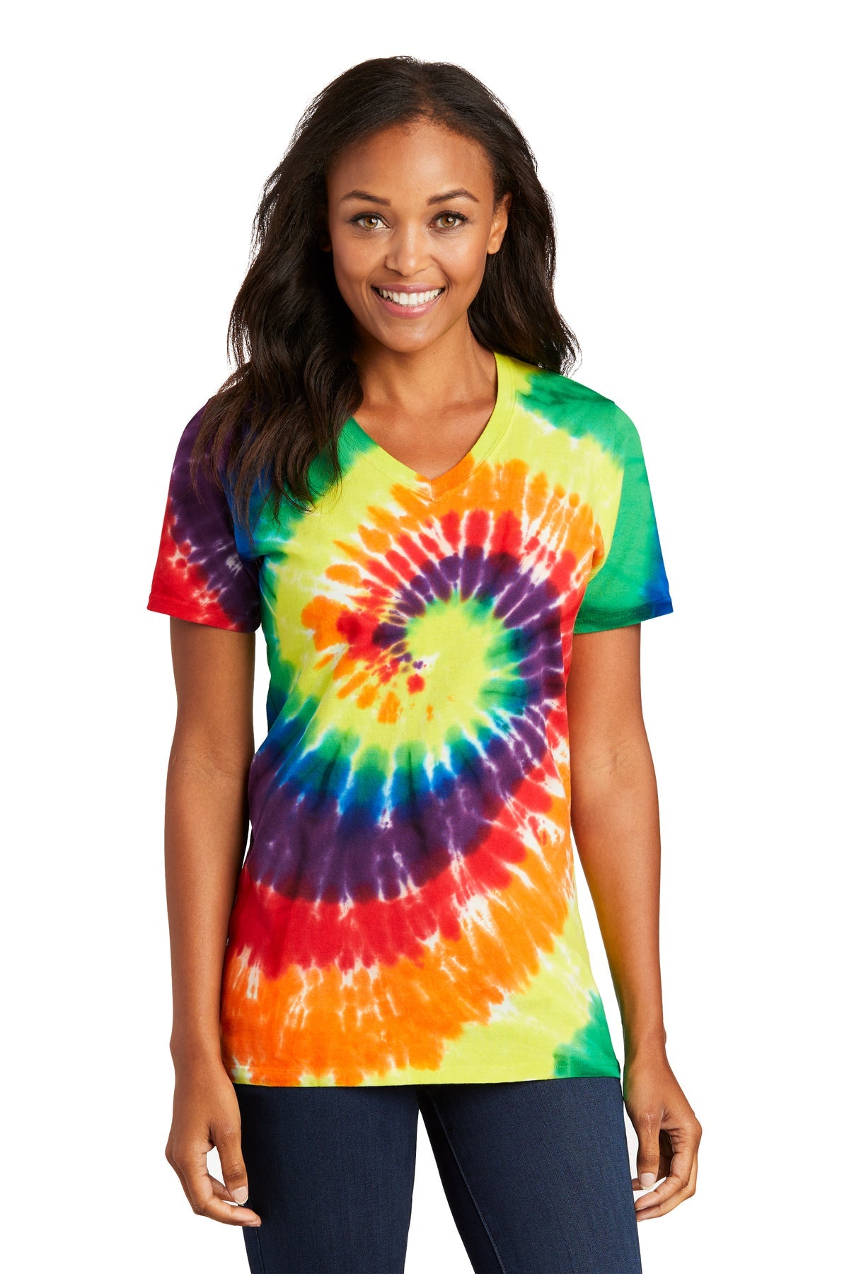 Port & Company Ladies Tie-Dye V-Neck Tee