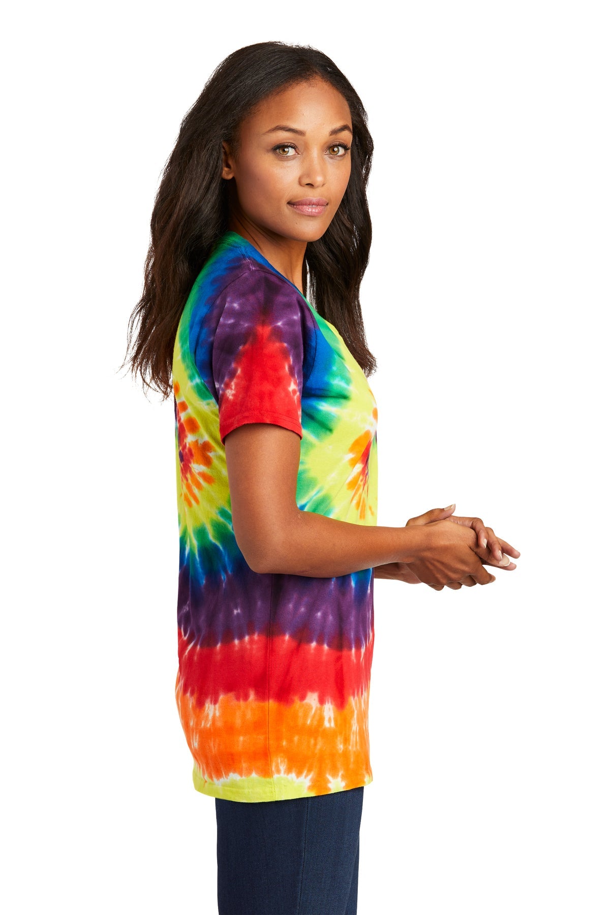 Port & Company Ladies Tie-Dye V-Neck Tee