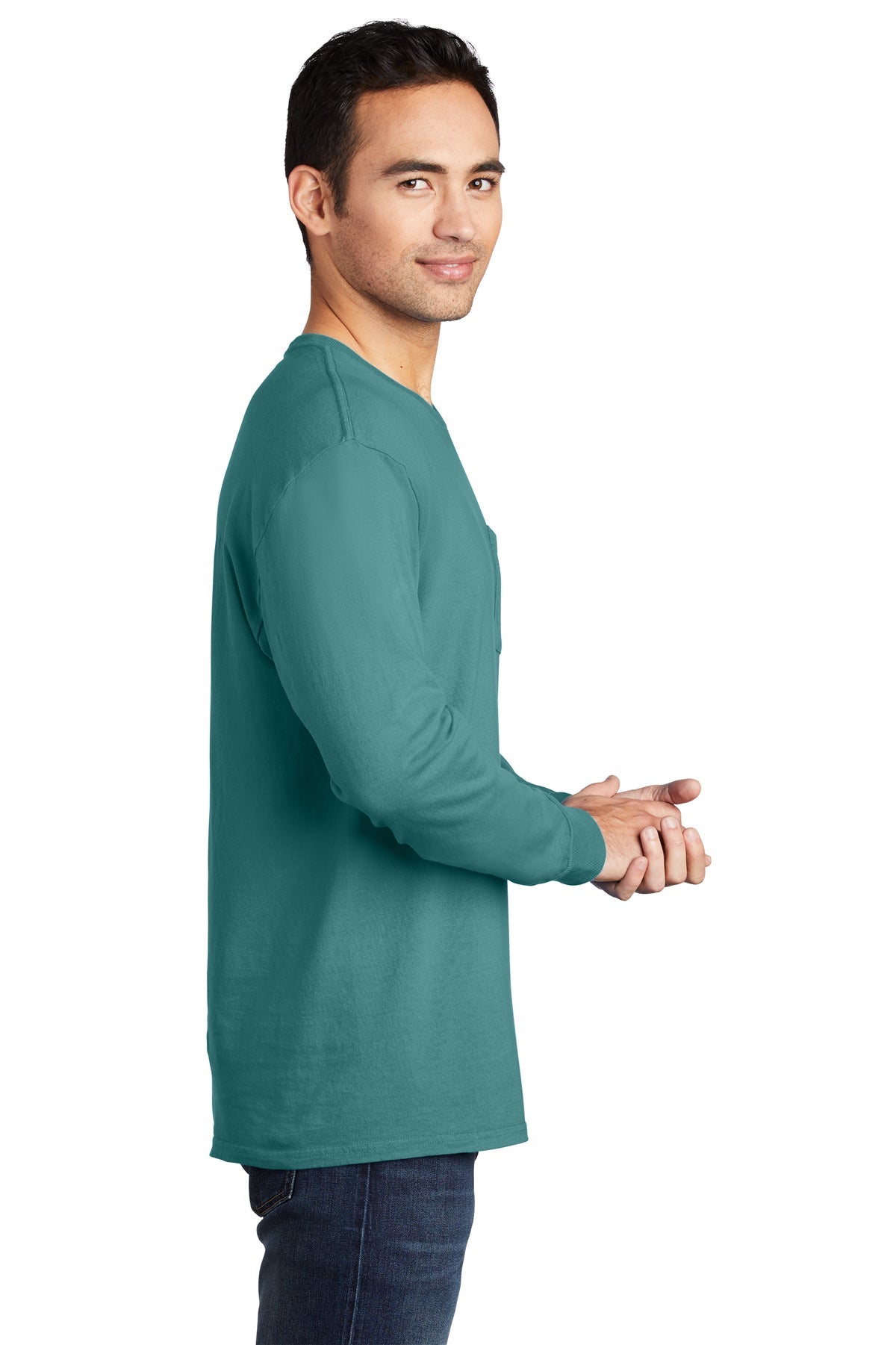 Port & Company Pigment-Dyed Long Sleeve Pocket Tee