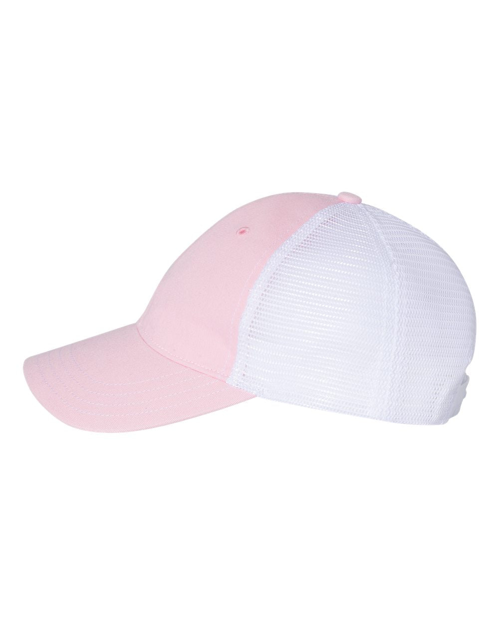 Richardson Garment-Washed Branded Trucker Caps, Pink White