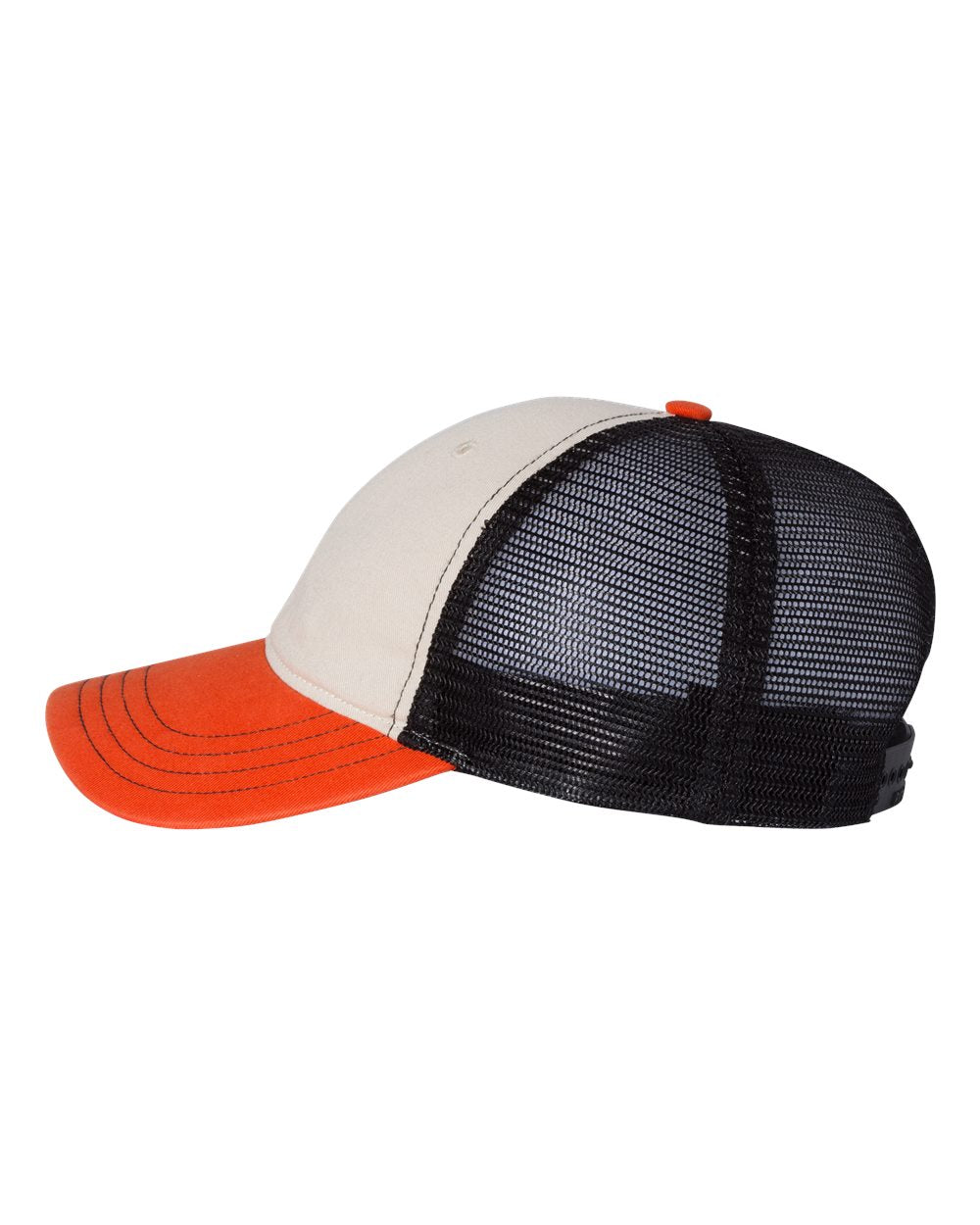 Richardson Garment-Washed Custom Trucker Caps, Stone Black Orange