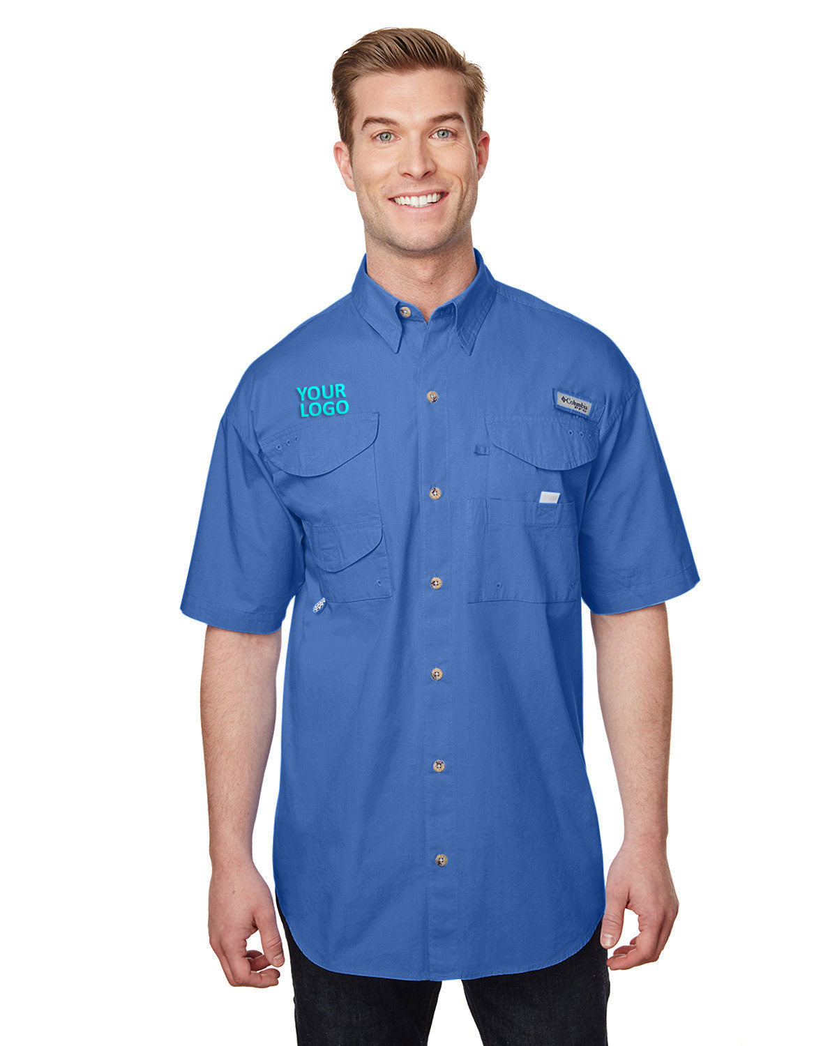 Columbia Vivid Blue 7130 logo shirts