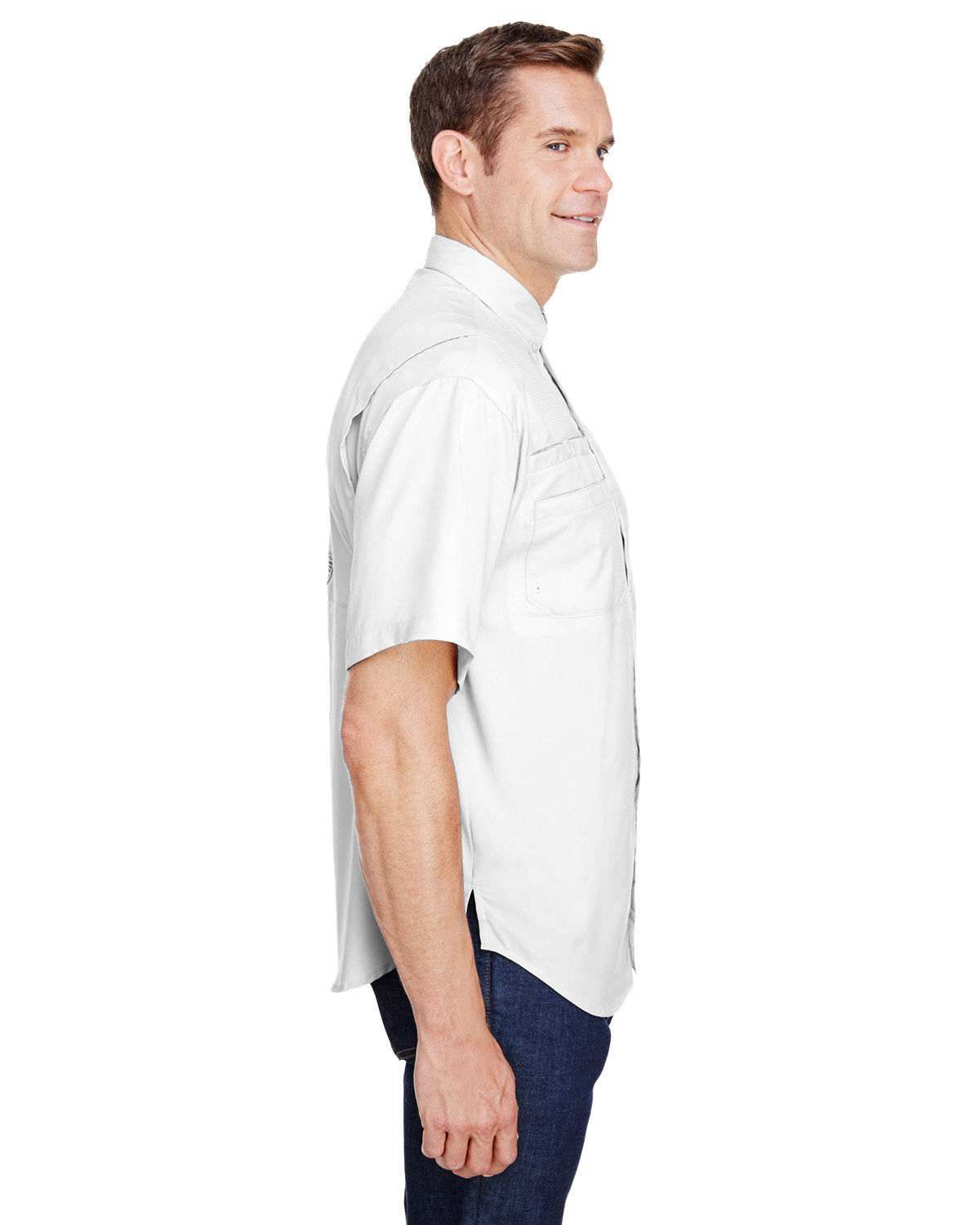 Custom Columbia Mens Tamiami Short-Sleeve Shirt, White