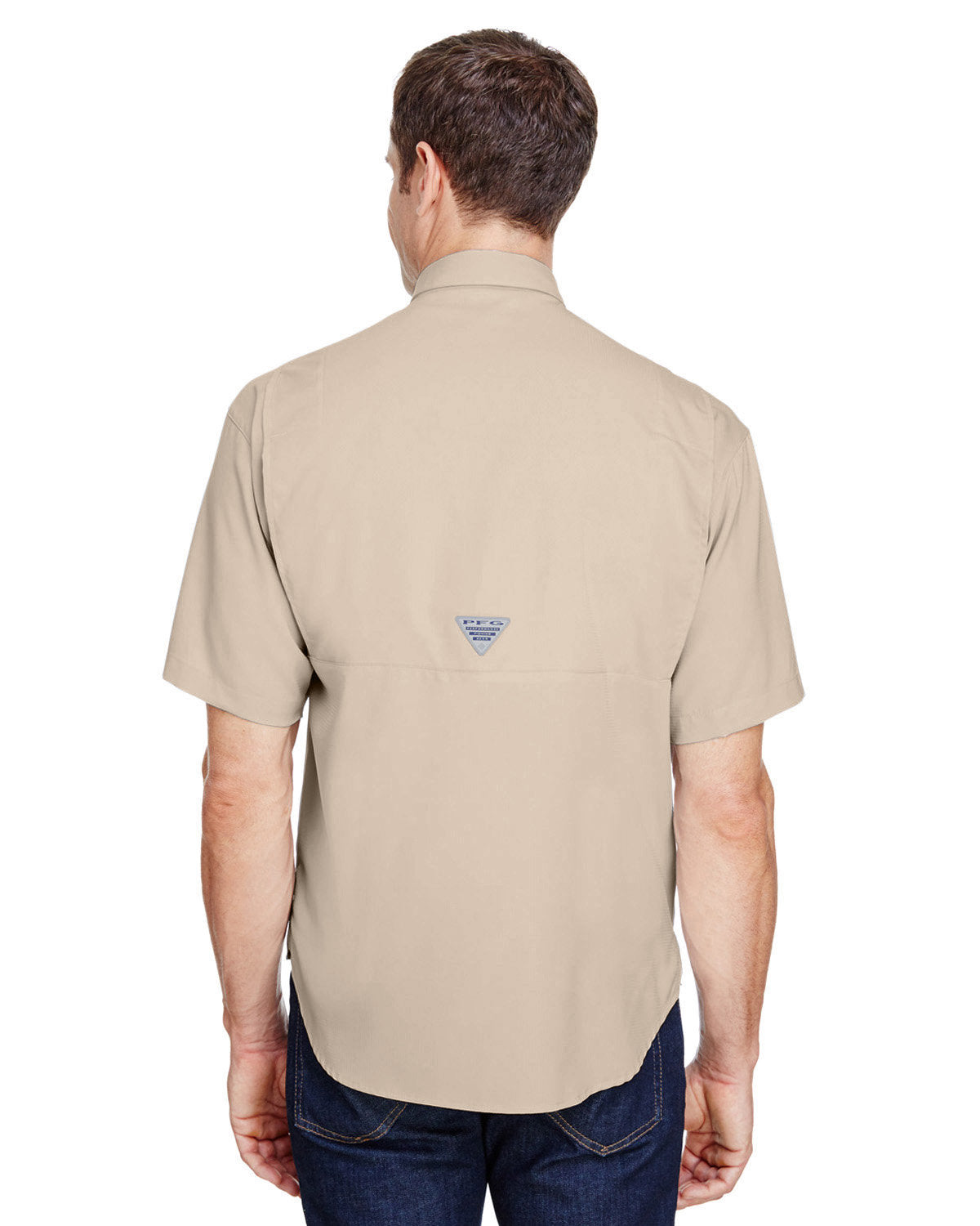 Custom Columbia Mens Tamiami Short-Sleeve Shirt, Fossil