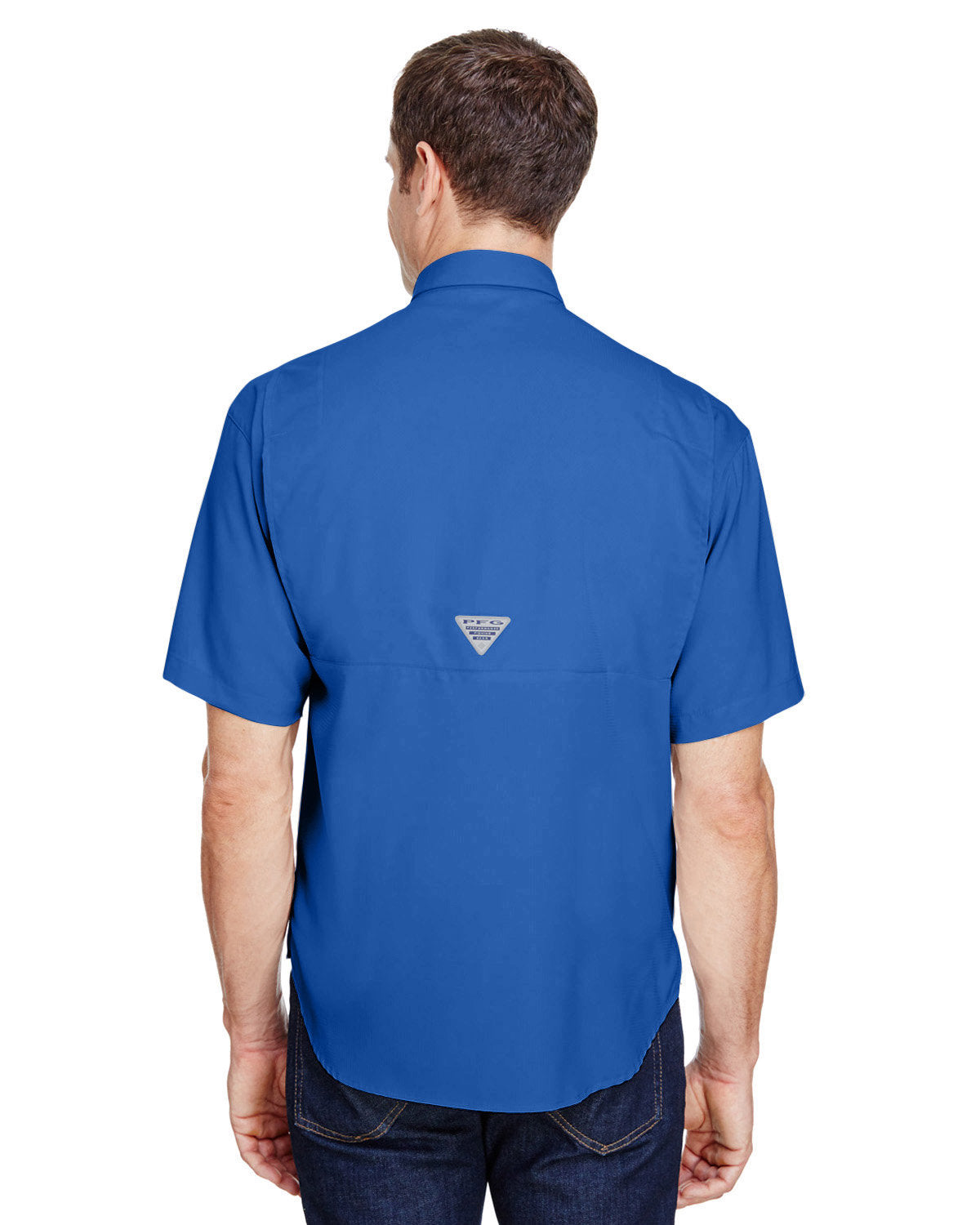 Custom Columbia Mens Tamiami Short-Sleeve Shirt, Vivid Blue