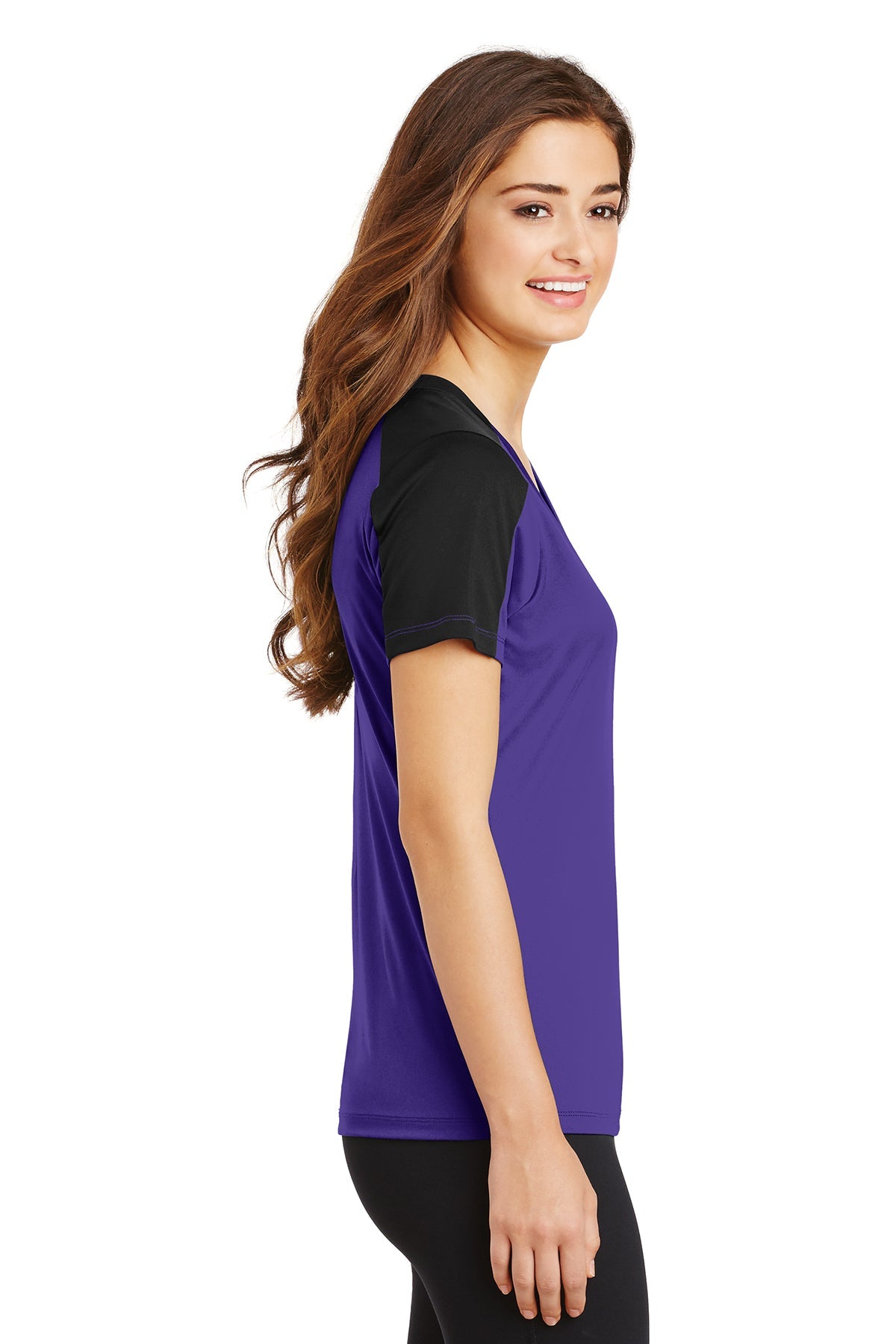 Sport-Tek Ladies PosiCharge Competitor Sleeve-Blocked V-Neck Tee