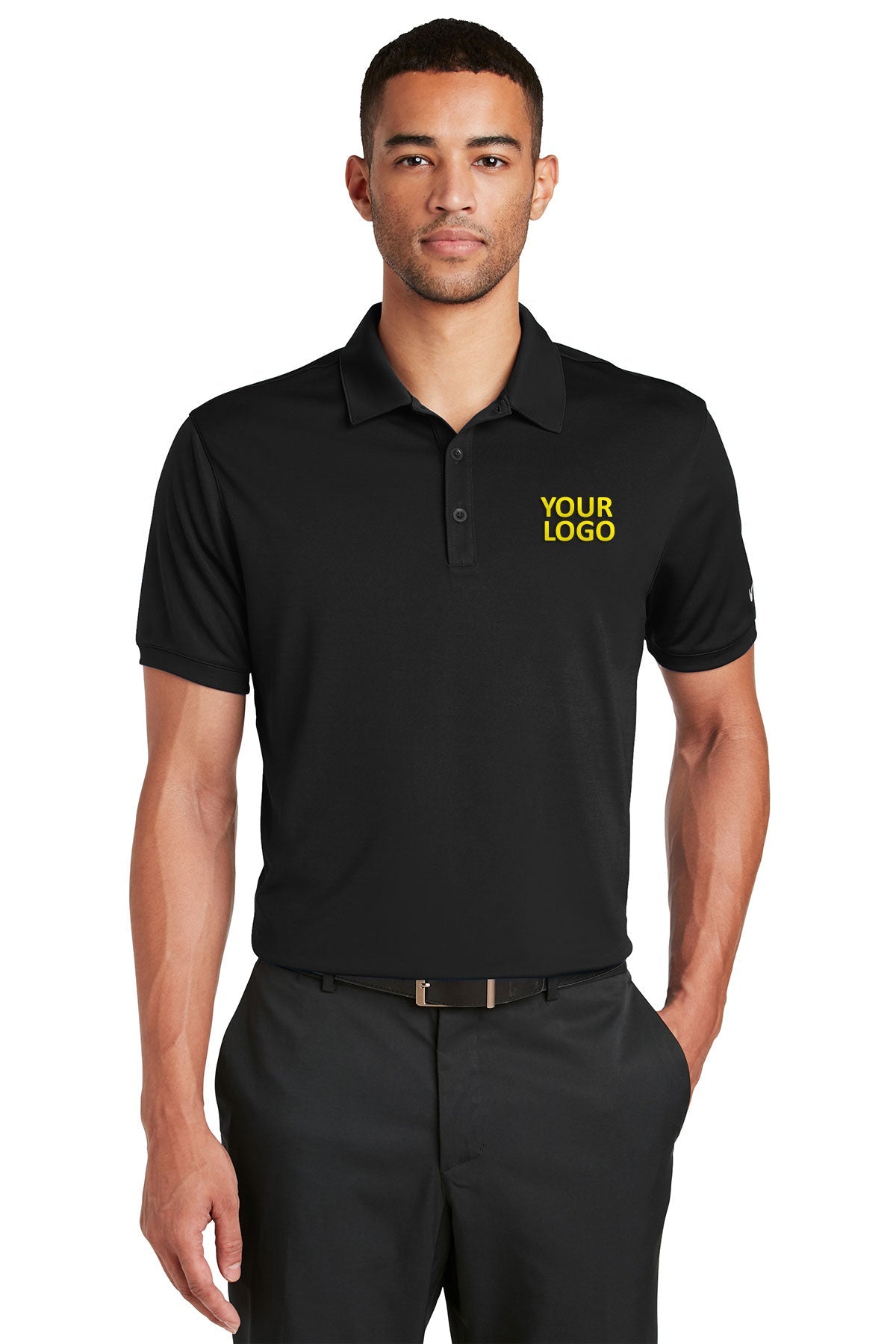 nike black 799802 quality polo shirts with company logo
