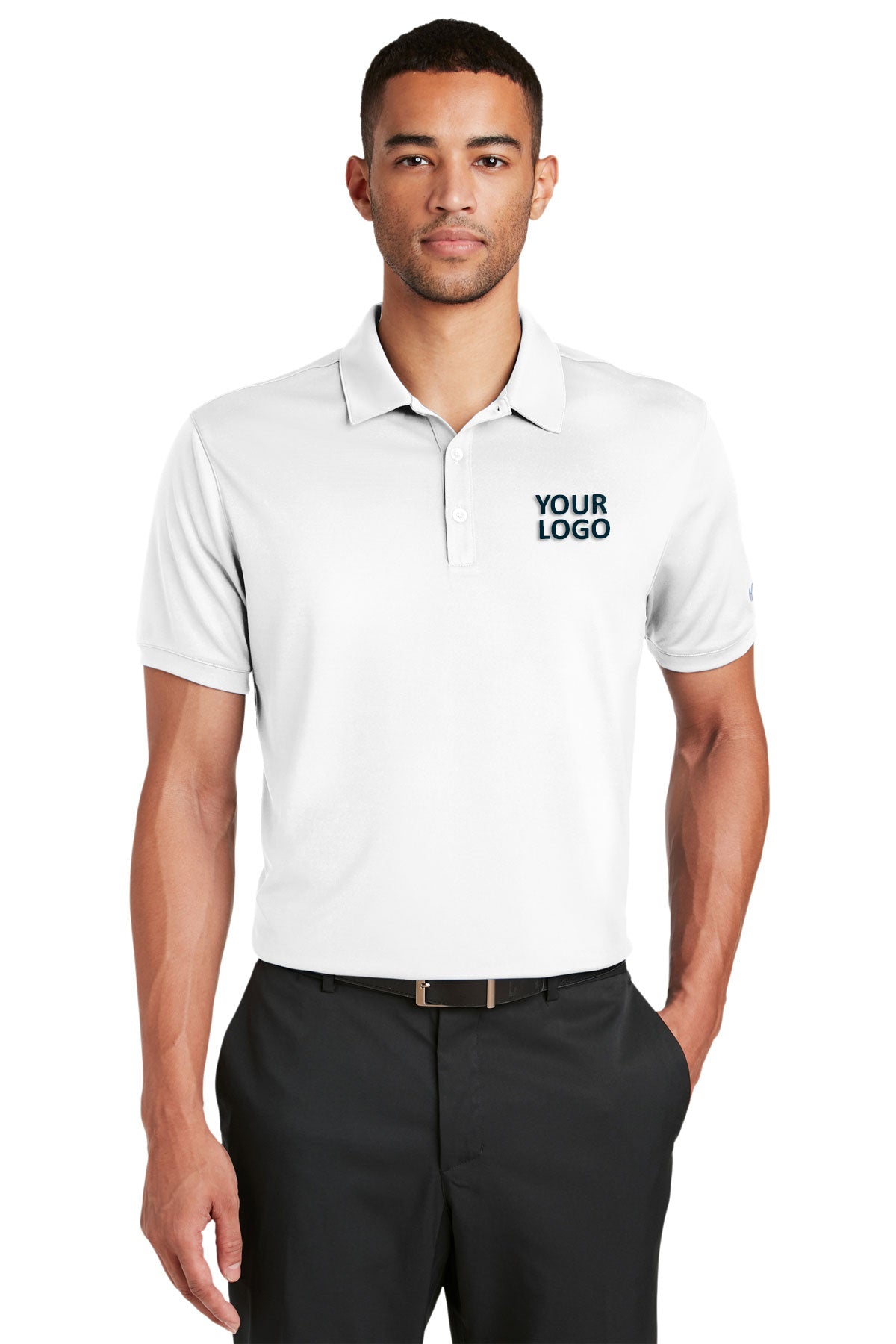 nike white 799802 quality polo shirts with company logo