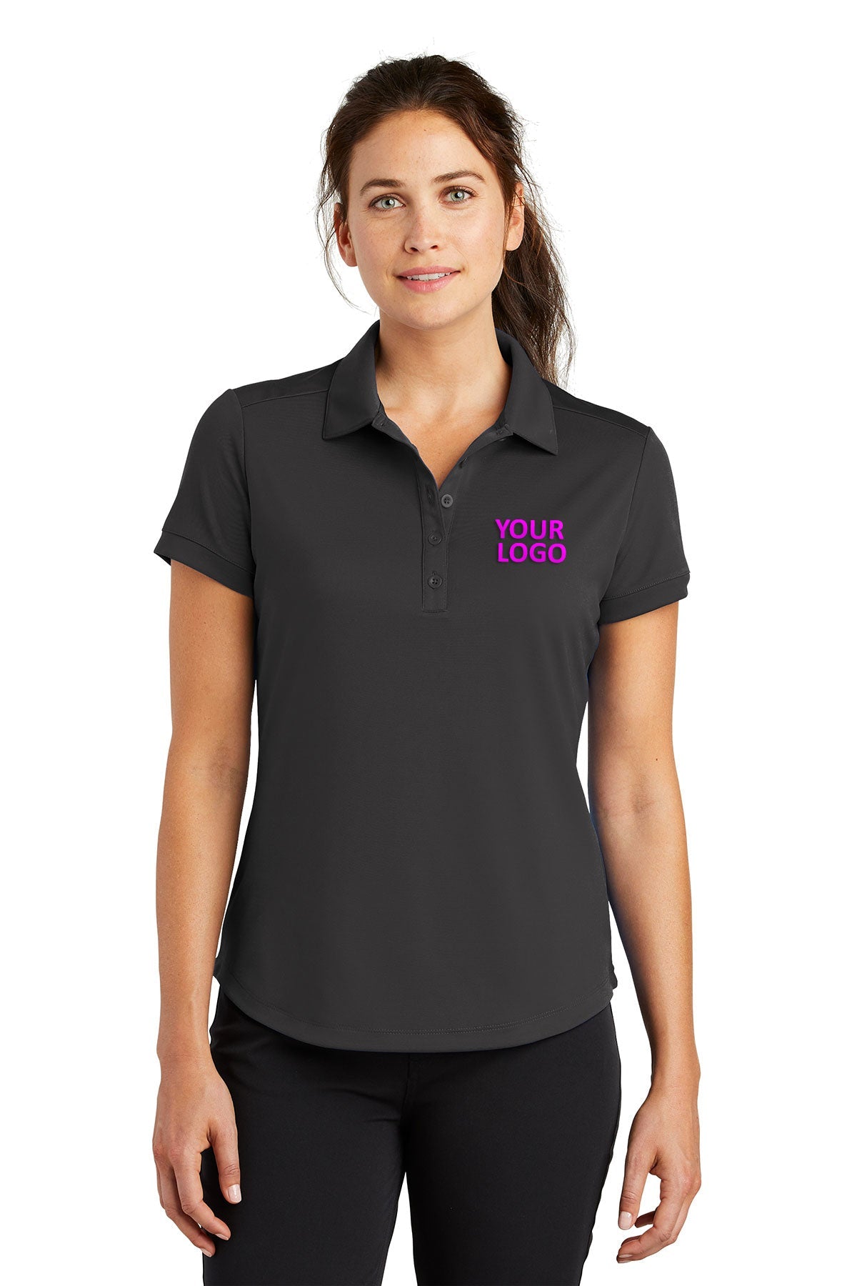 Nike Ladies Dri-FIT Players Modern Fit Custom Polos, Anthracite