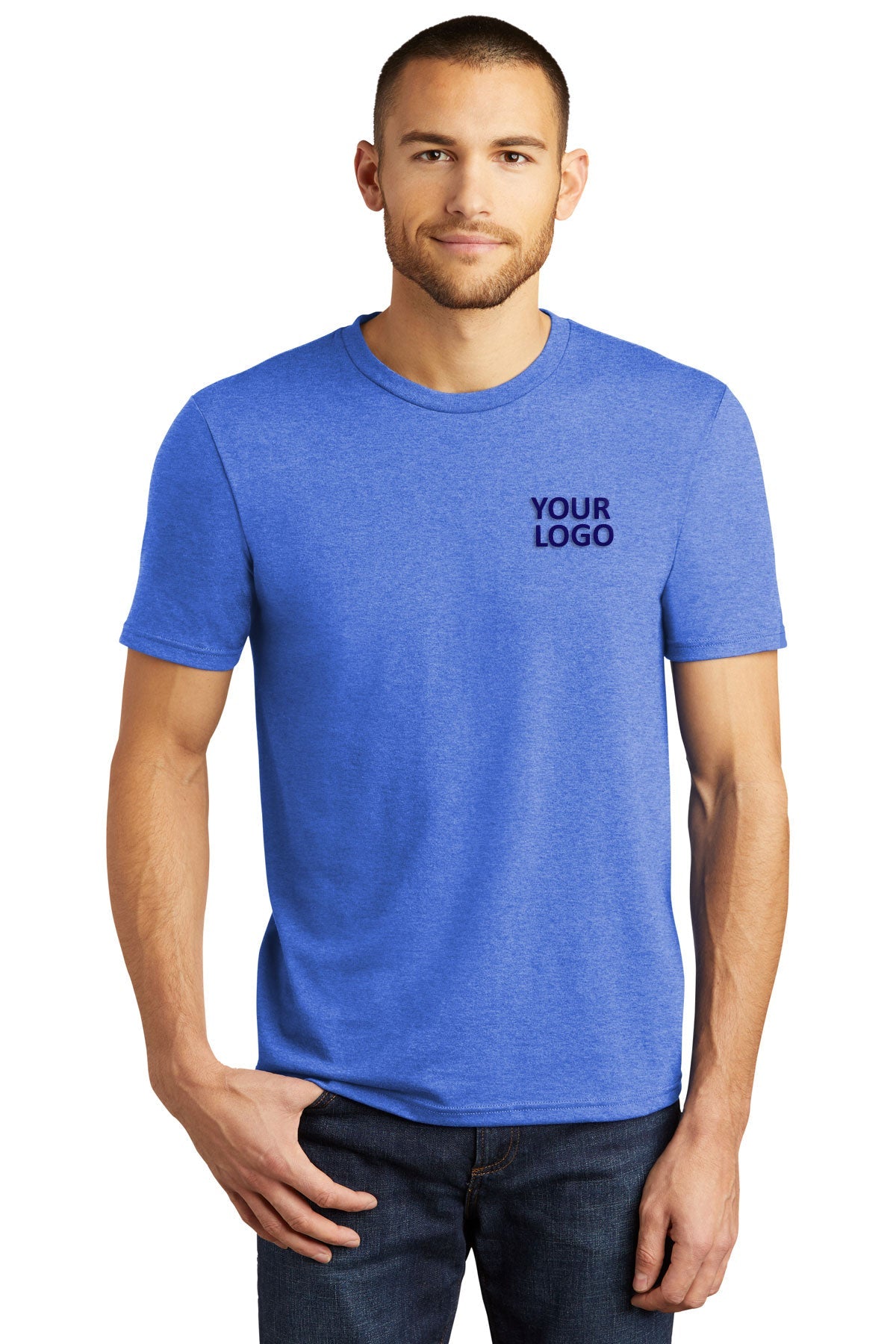 District Made Mens Perfect Tri Crew Tee's, Royal Frost