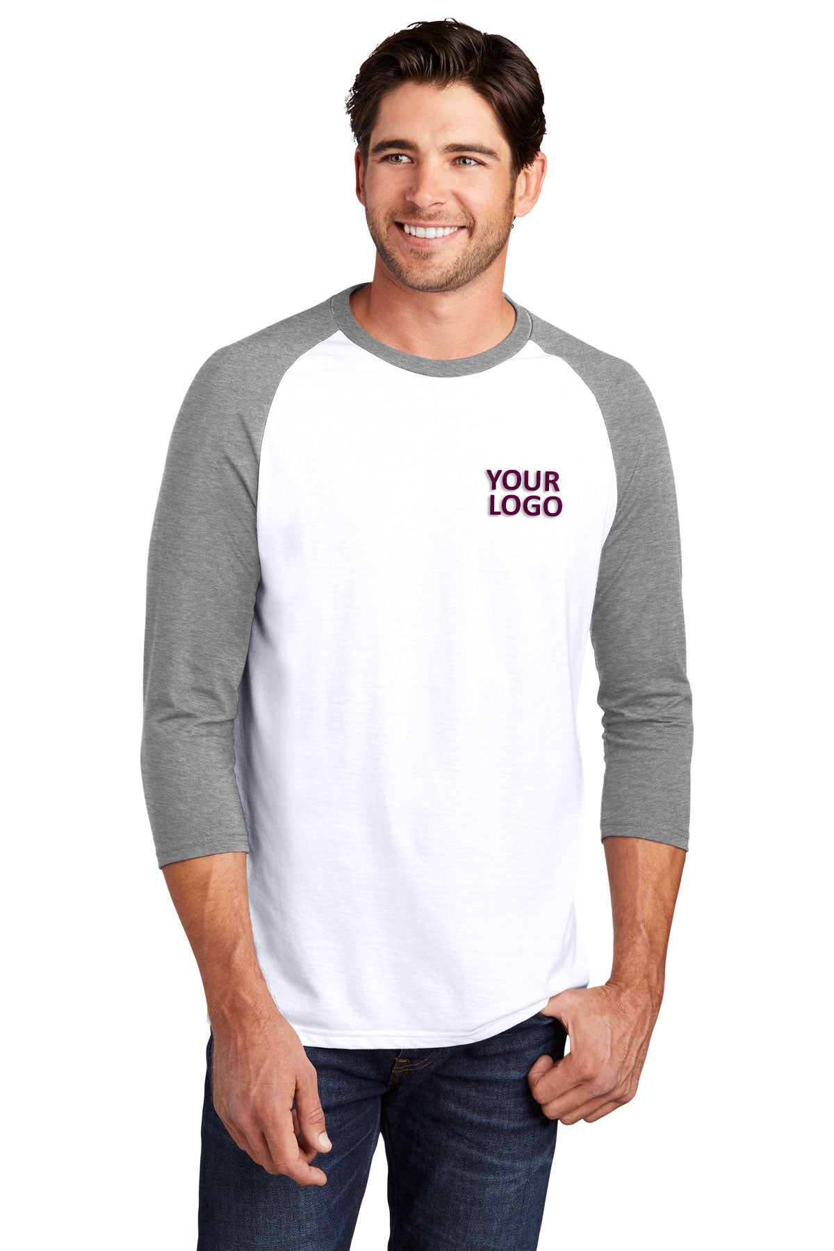 District Made Mens Perfect Tri 3/4-Sleeve Raglan