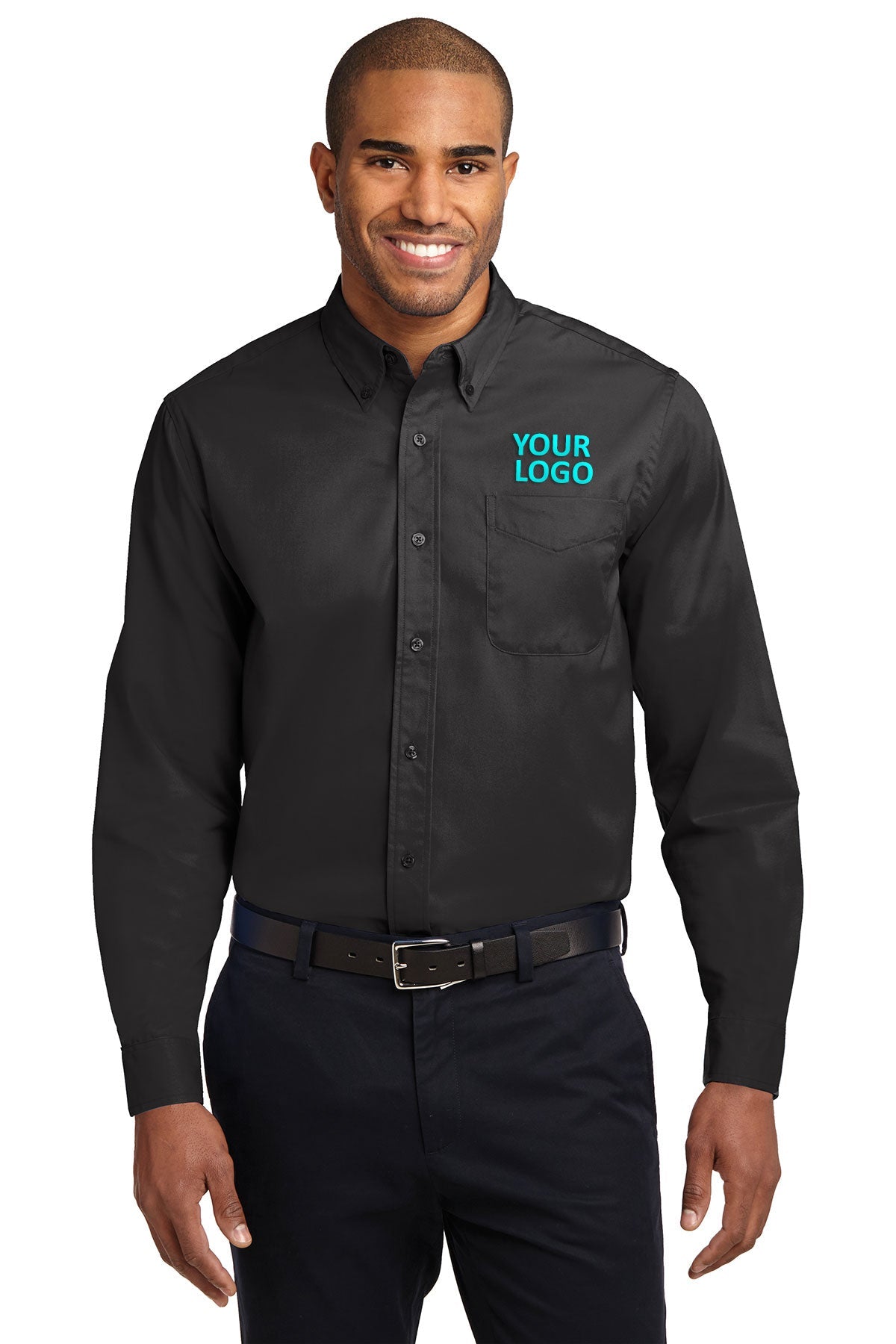 Port Authority Black/ Light Stone TLS608 order embroidered polo shirts