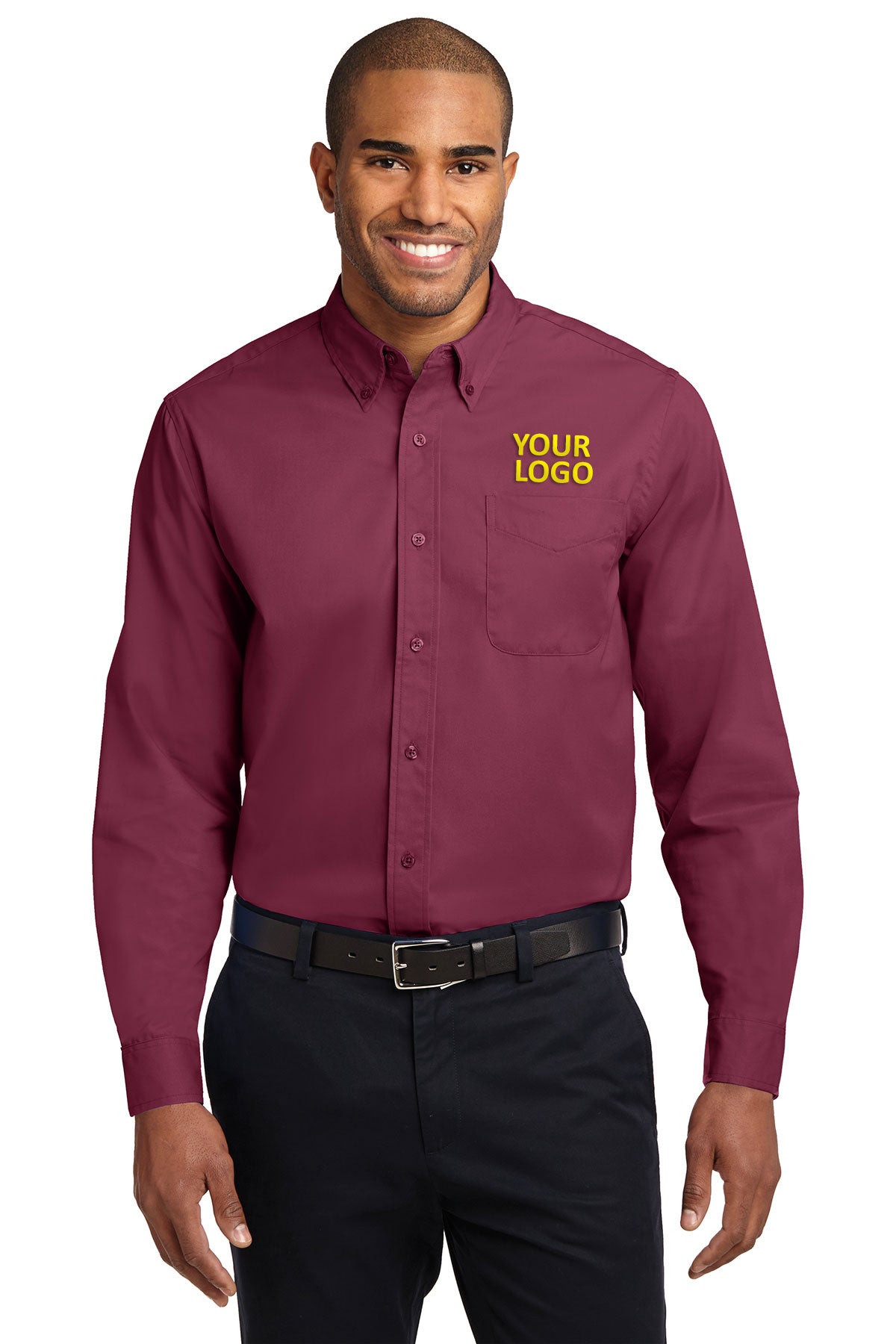 Port Authority Burgundy/ Light Stone TLS608 order embroidered polo shirts