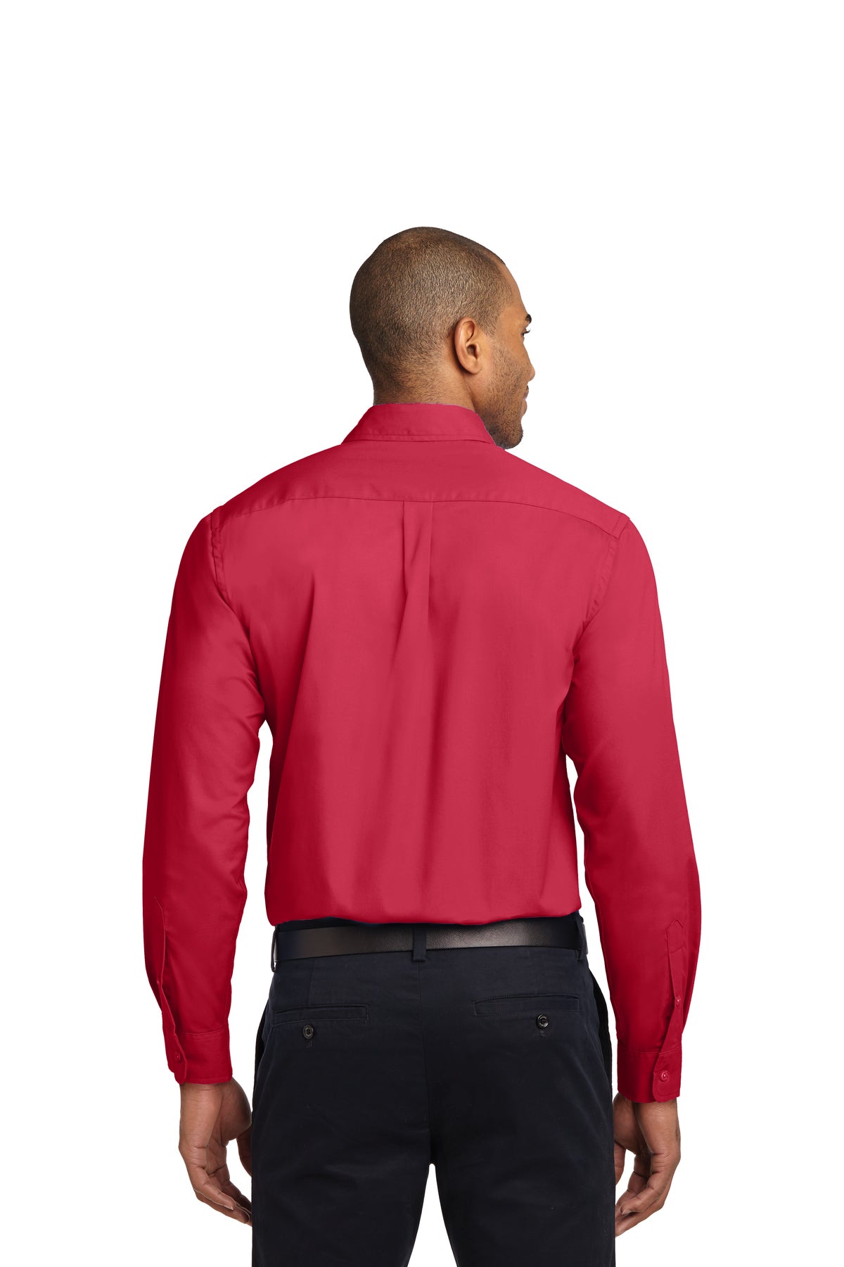 port authority_tls608 _red/ light stone_company_logo_button downs