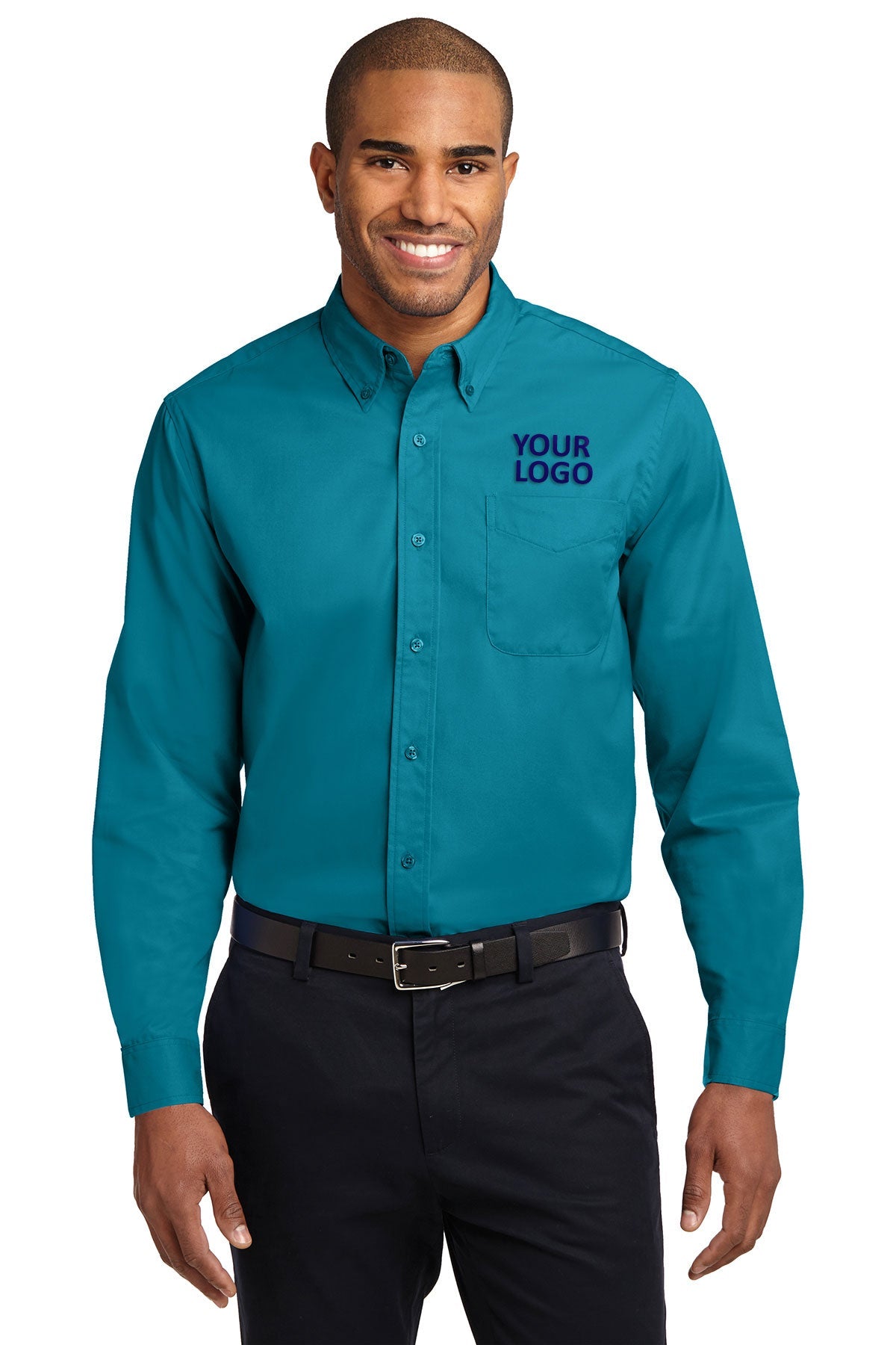 Port Authority Teal Green TLS608 embroidered work shirts